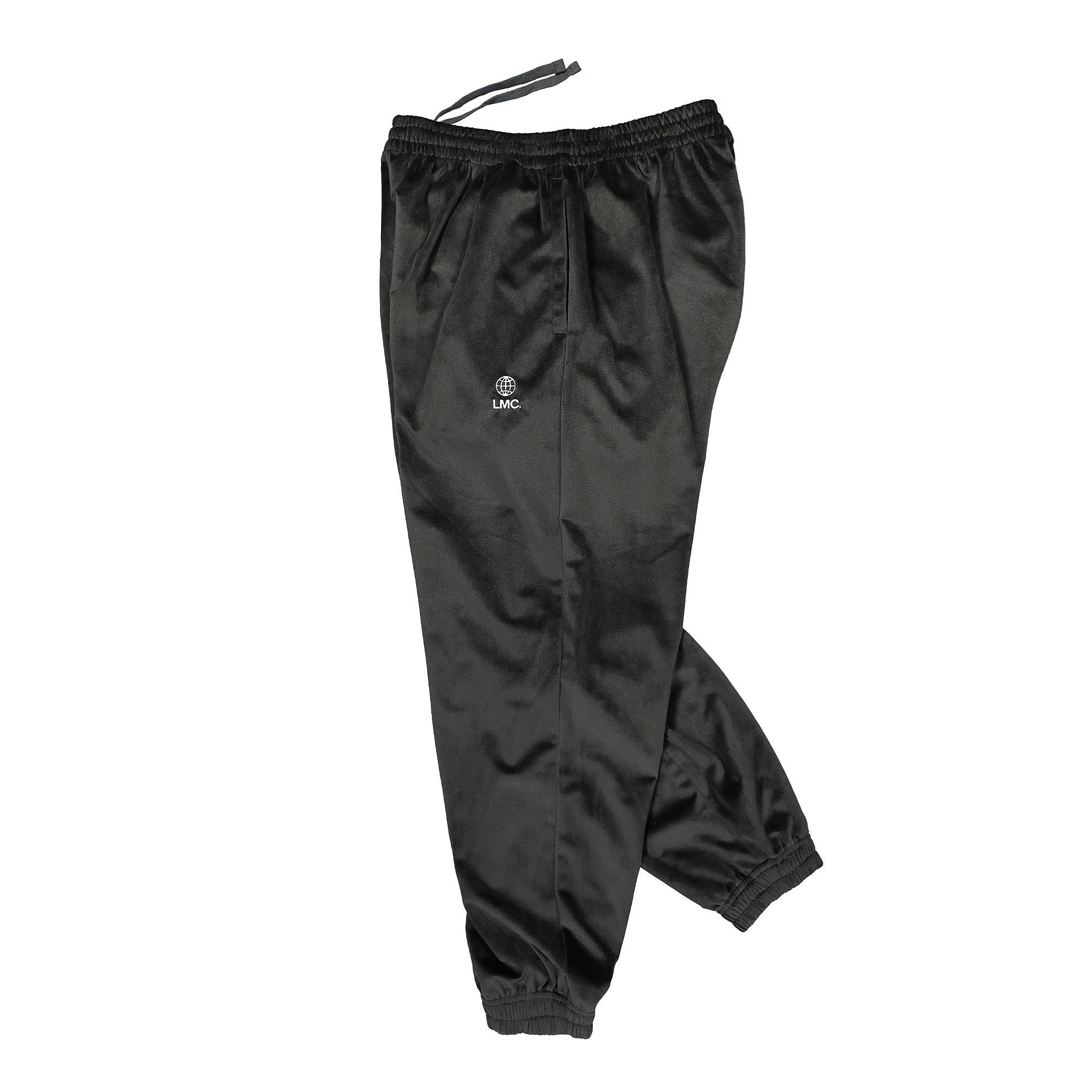 LMC OG Globe Velour Pants Black Sweat & Track Pants Close-up | Overkill