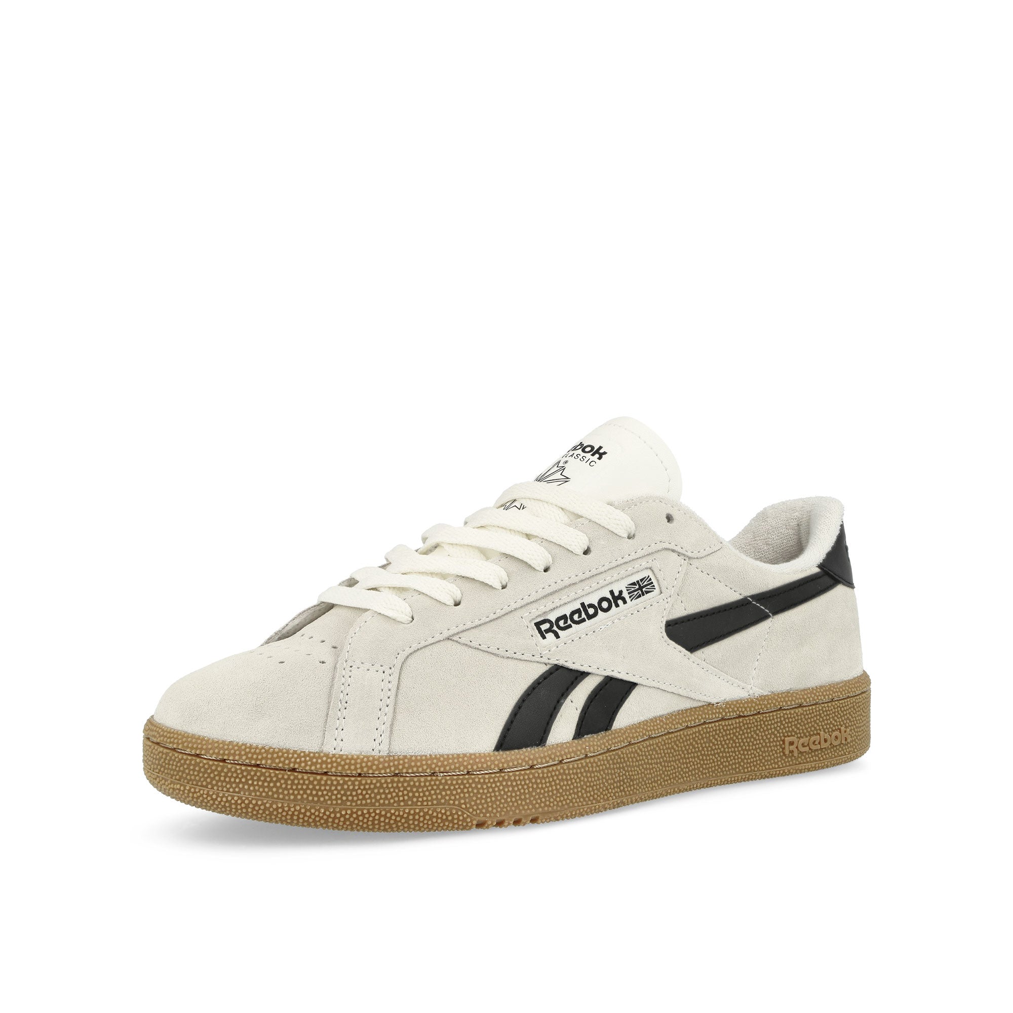 Reebok Club C Grounds UK Chalk / Core Black / Reebok Rubber Gum Low Top Sneakers Close Up | Overkill