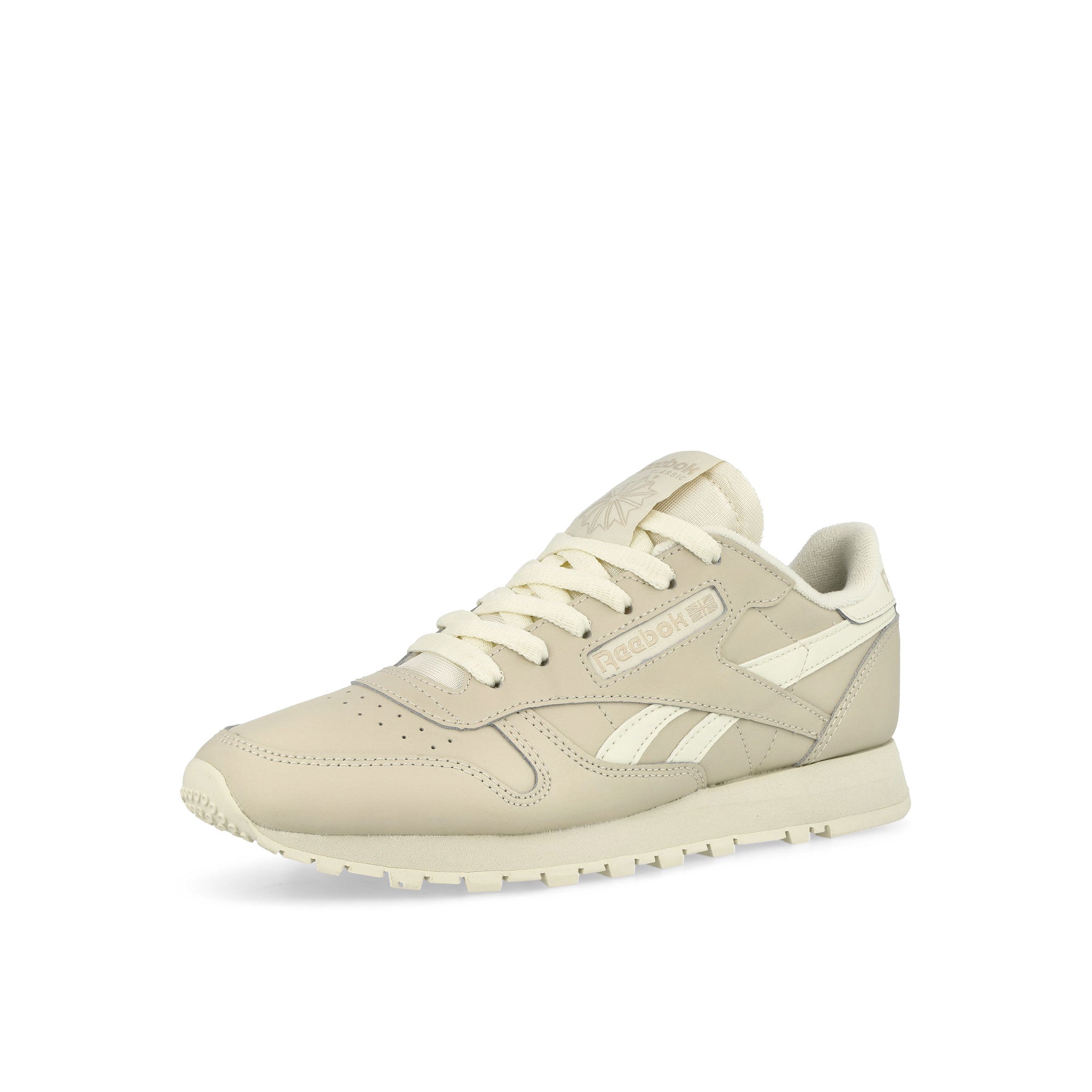 Reebok Classic Leather Stucco-Vintage Chalk-Paper White Low Top Sneakers Close Up | Overkill