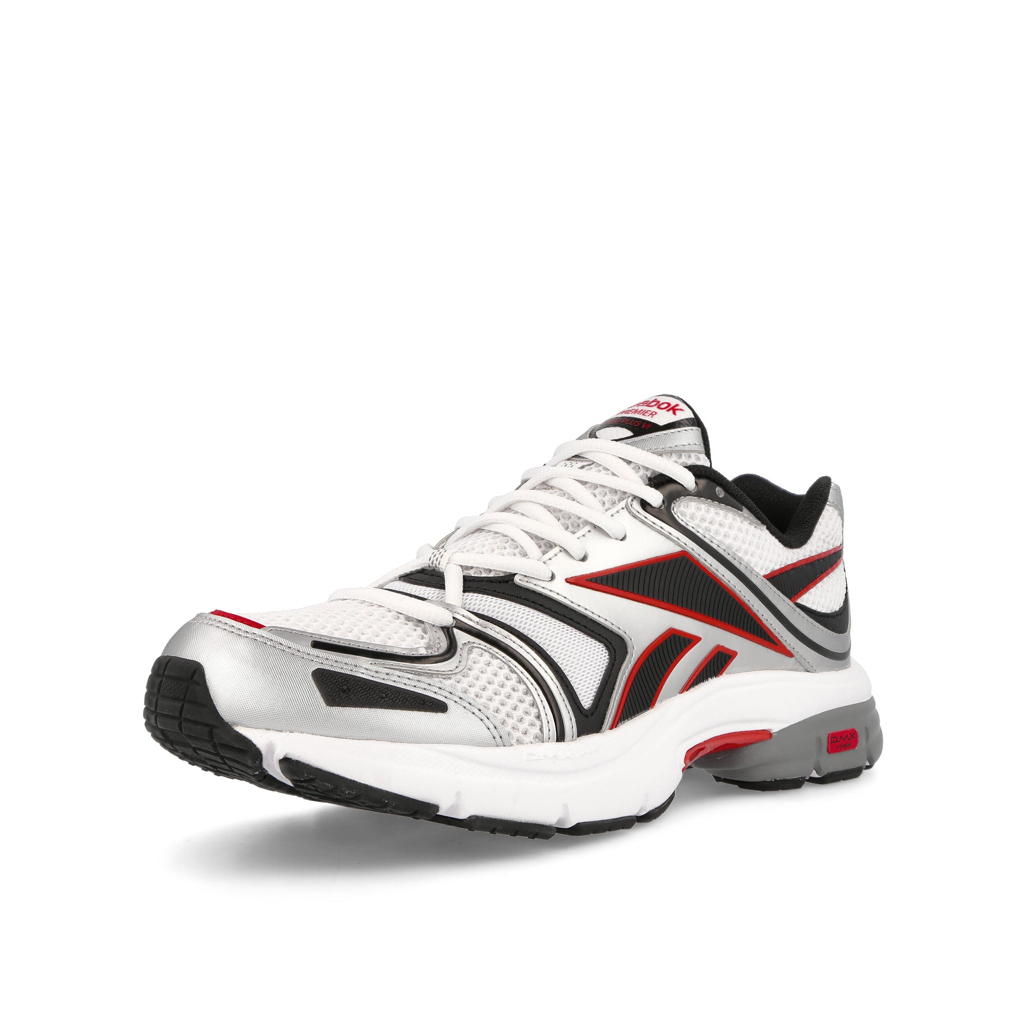 Reebok RBK Premier Road Plus VI Silver Metallic-Footwear White-Core Black Low Top Sneakers Close Up | Overkill