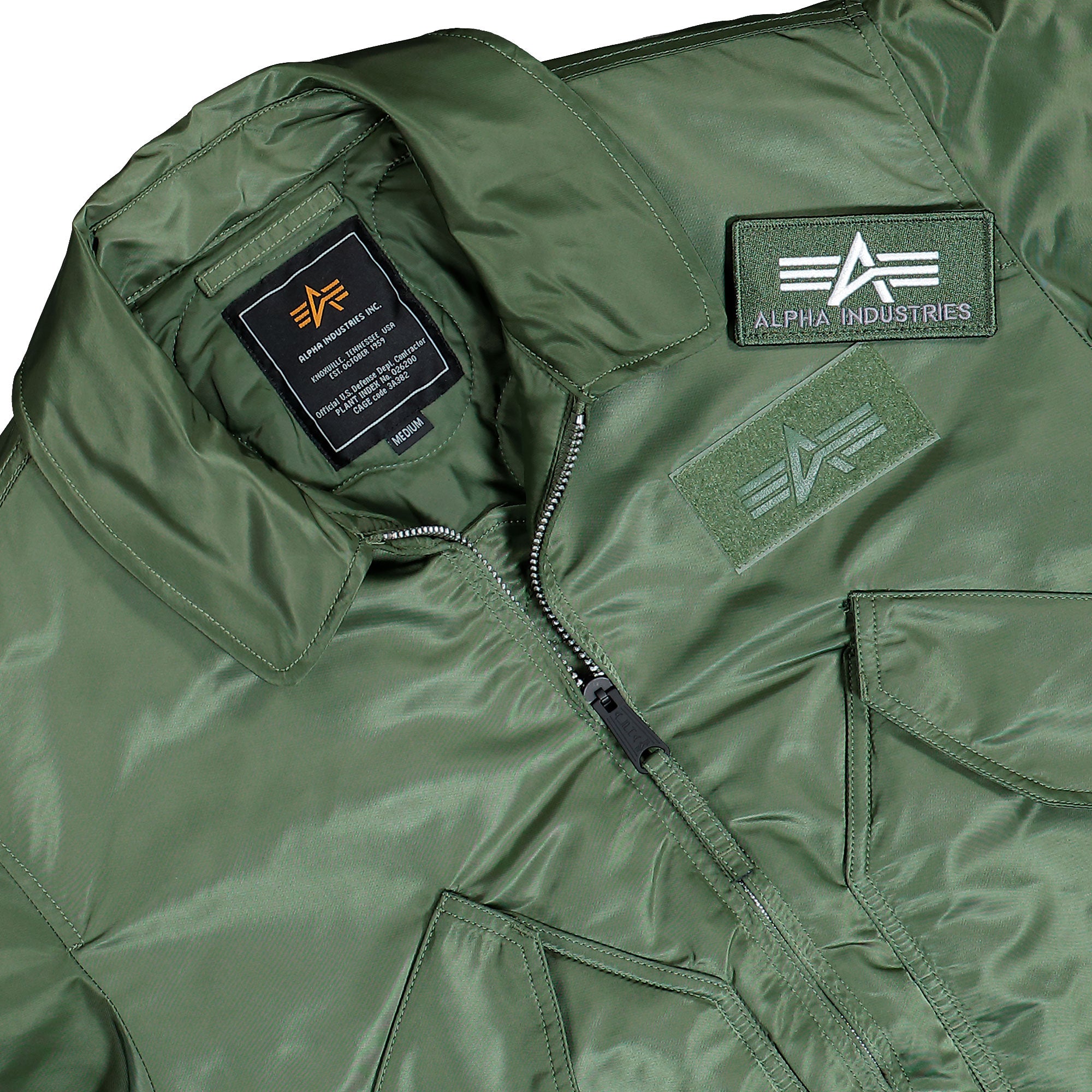Alpha Industries CWU-45 Heritage Bomber Jacket Sage-Green Bomber & Varsity Jackets 100102-01 Detailfoto | Overkill