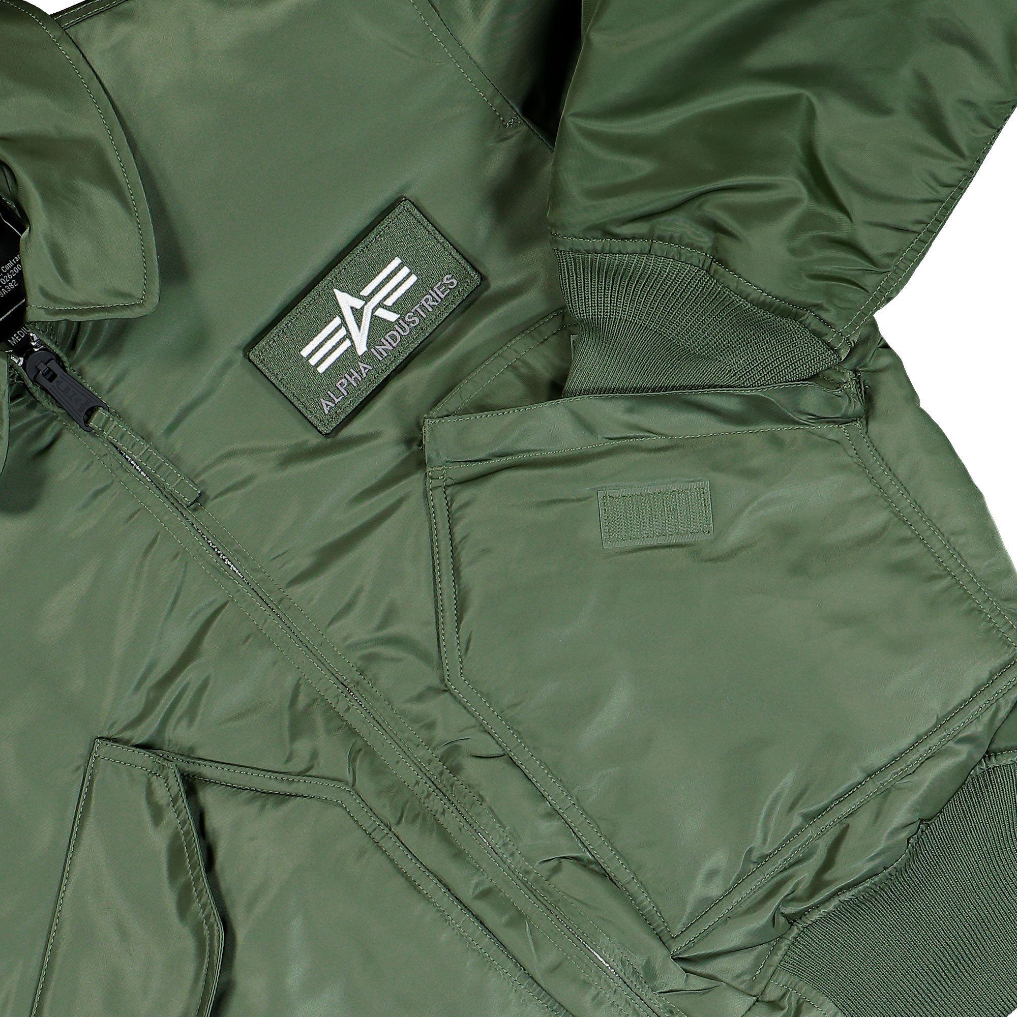 Alpha Industries CWU-45 Heritage Bomber Jacket Sage-Green Bomber & Varsity Jackets 100102-01 Detail View 1 | Overkill
