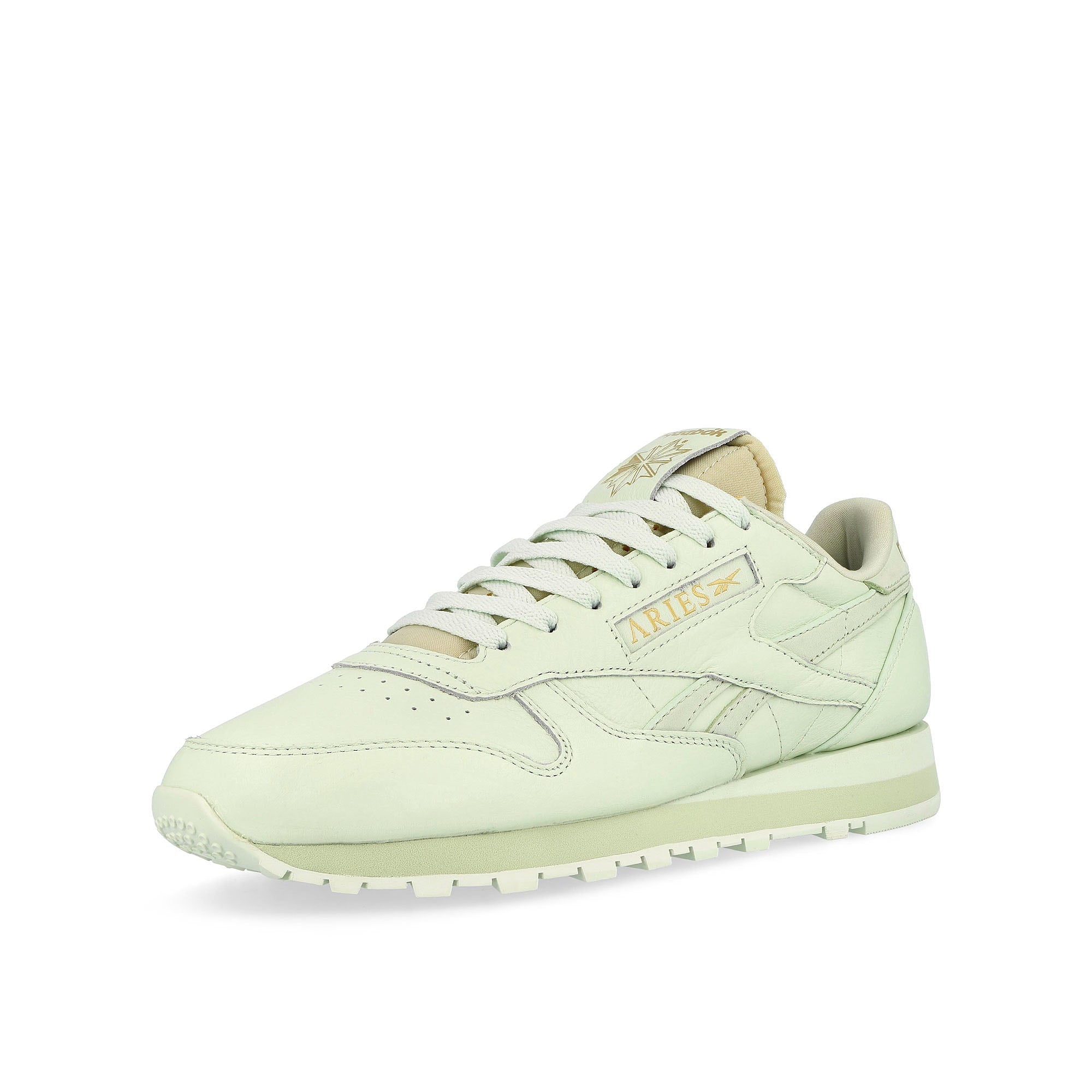 Reebok Classic Leather Opal Glow / Cool Sage / Storm Glow Low Top Sneakers Close Up | Overkill