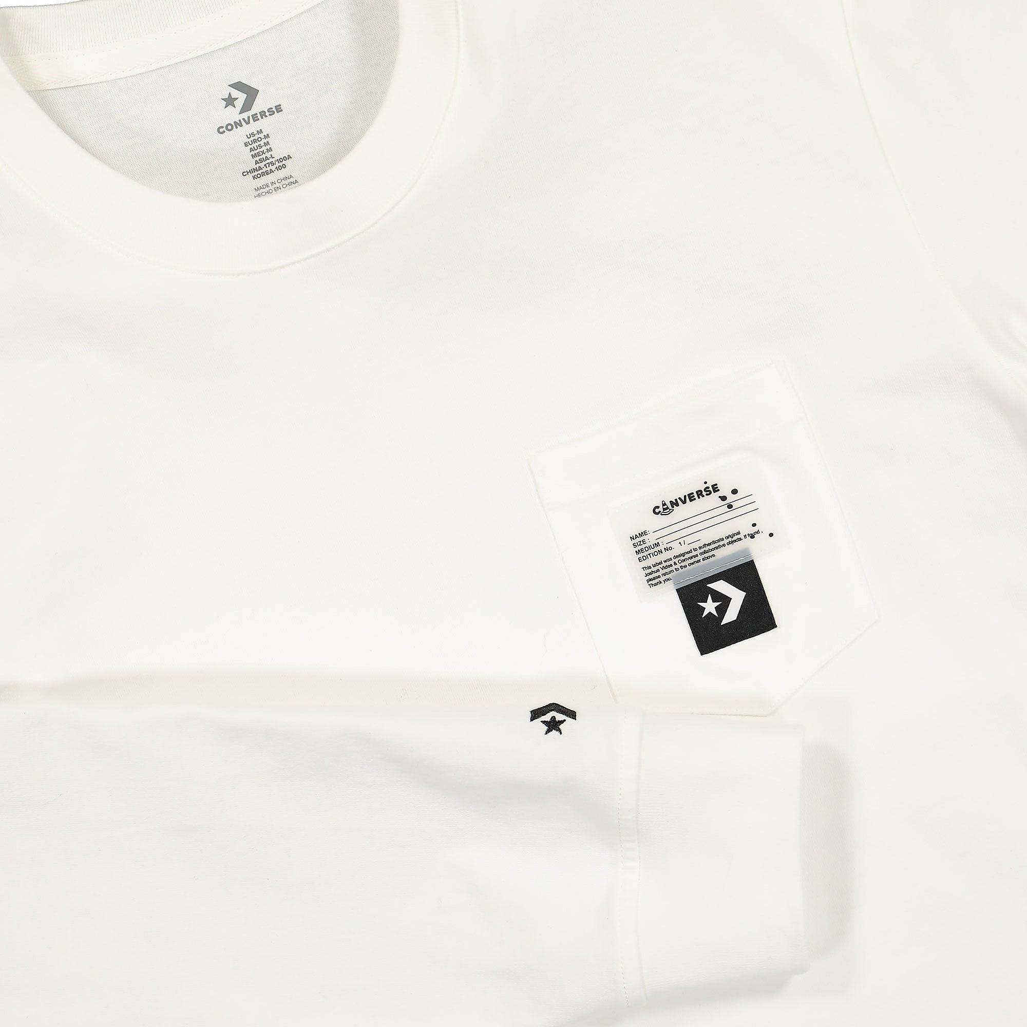 Converse Joshua Vides x Converse Long Sleeve Pocket Tee Optical White T-Shirts Close-up | Overkill