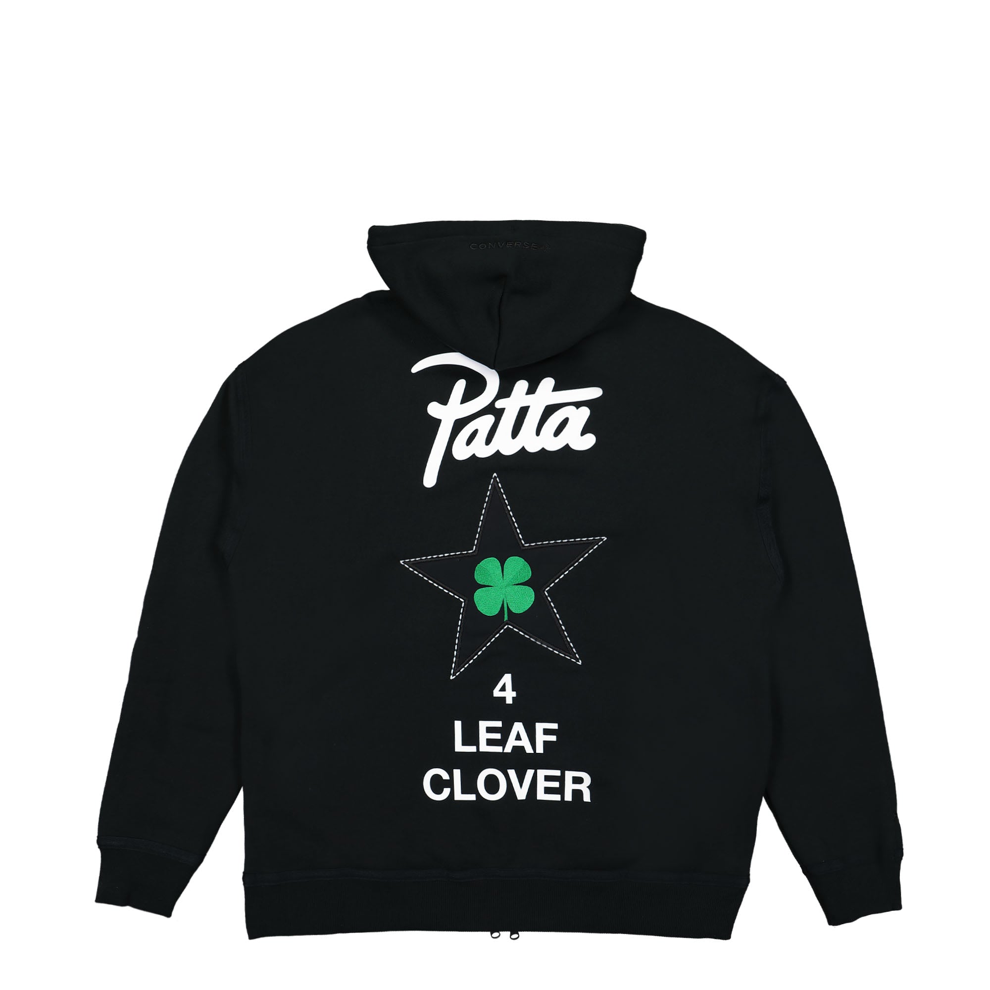 Converse Patta x Converse Four-Leaf Clover Utility Fleece Hoodie Black Hoodies Close-up | Overkill