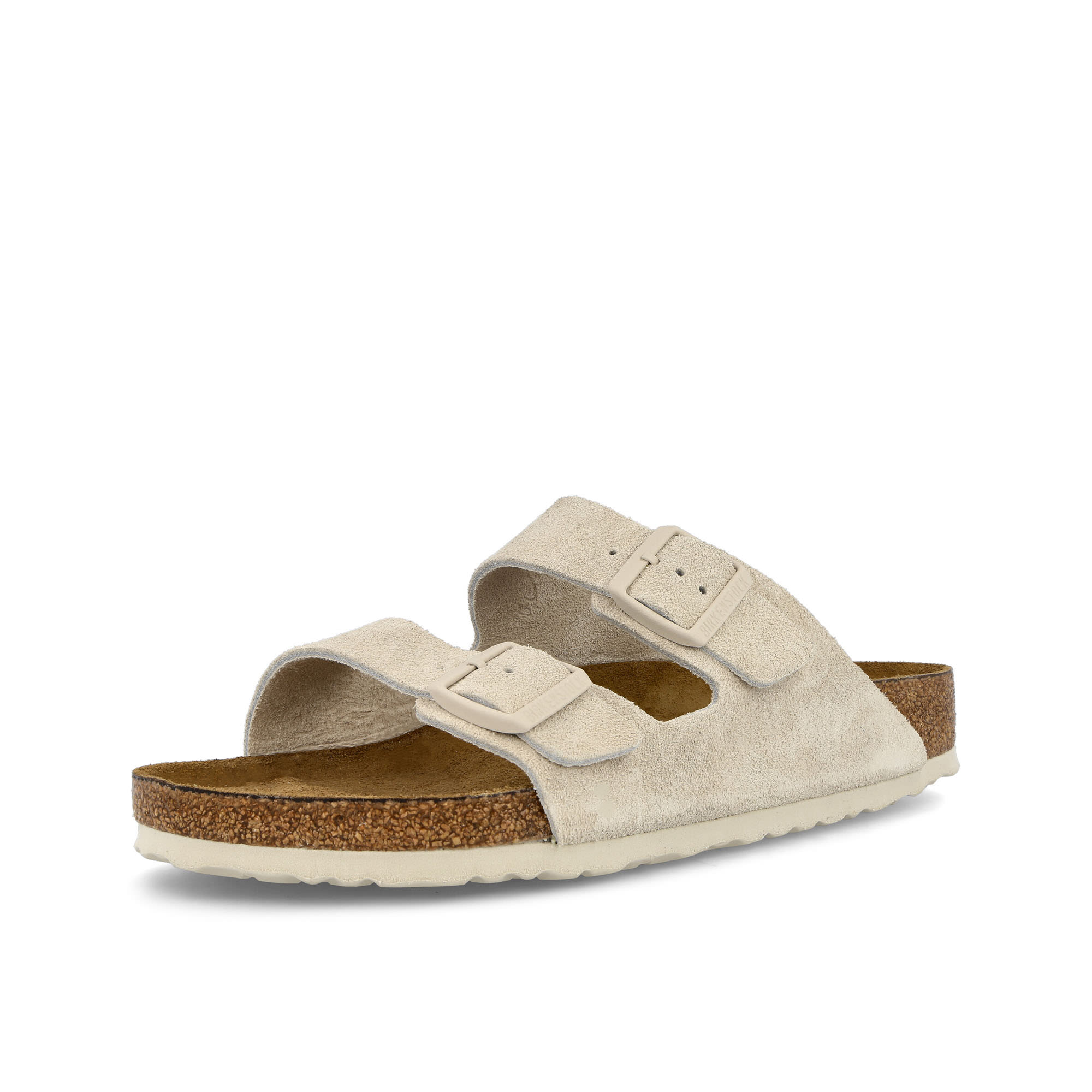 Birkenstock Arizona BS Modern Suede Antique White Slides, Sandals & Slippers Close Up | Overkill