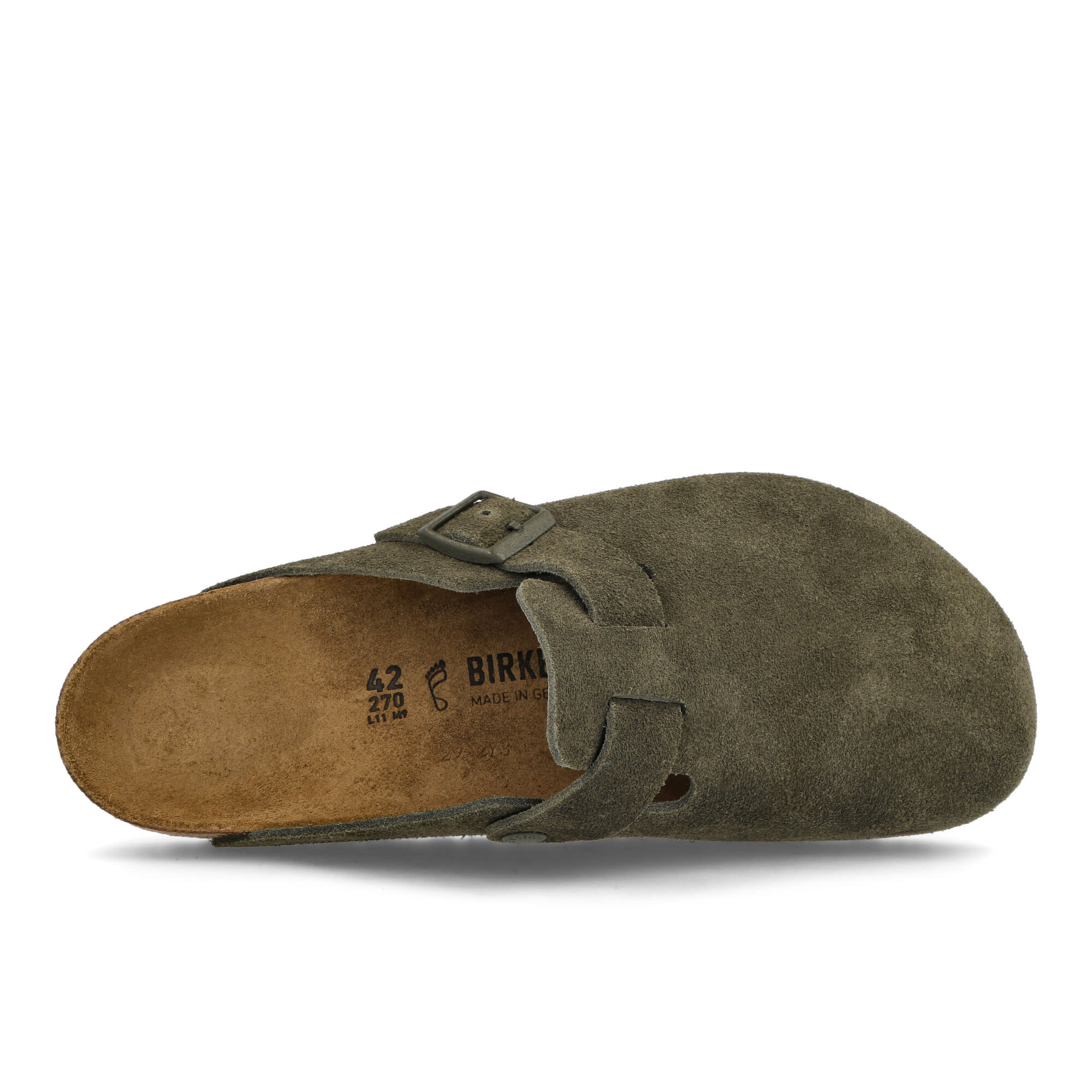 Birkenstock Boston BS Modern Suede Thyme Slides, Sandals & Slippers Detailfoto | Overkill