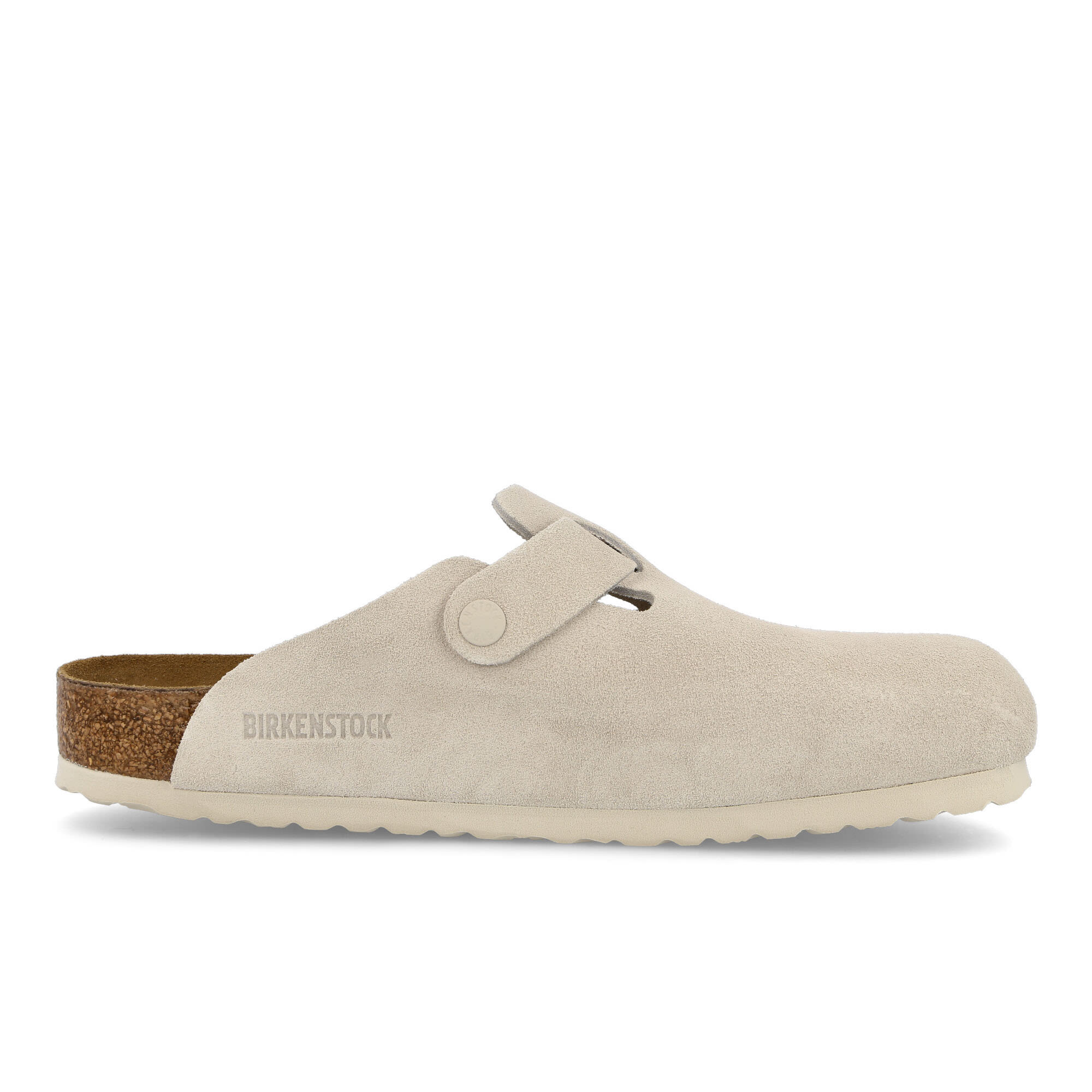 Birkenstock Boston BS Modern Suede Antique White Slides, Sandals & Slippers Silhouette | Overkill