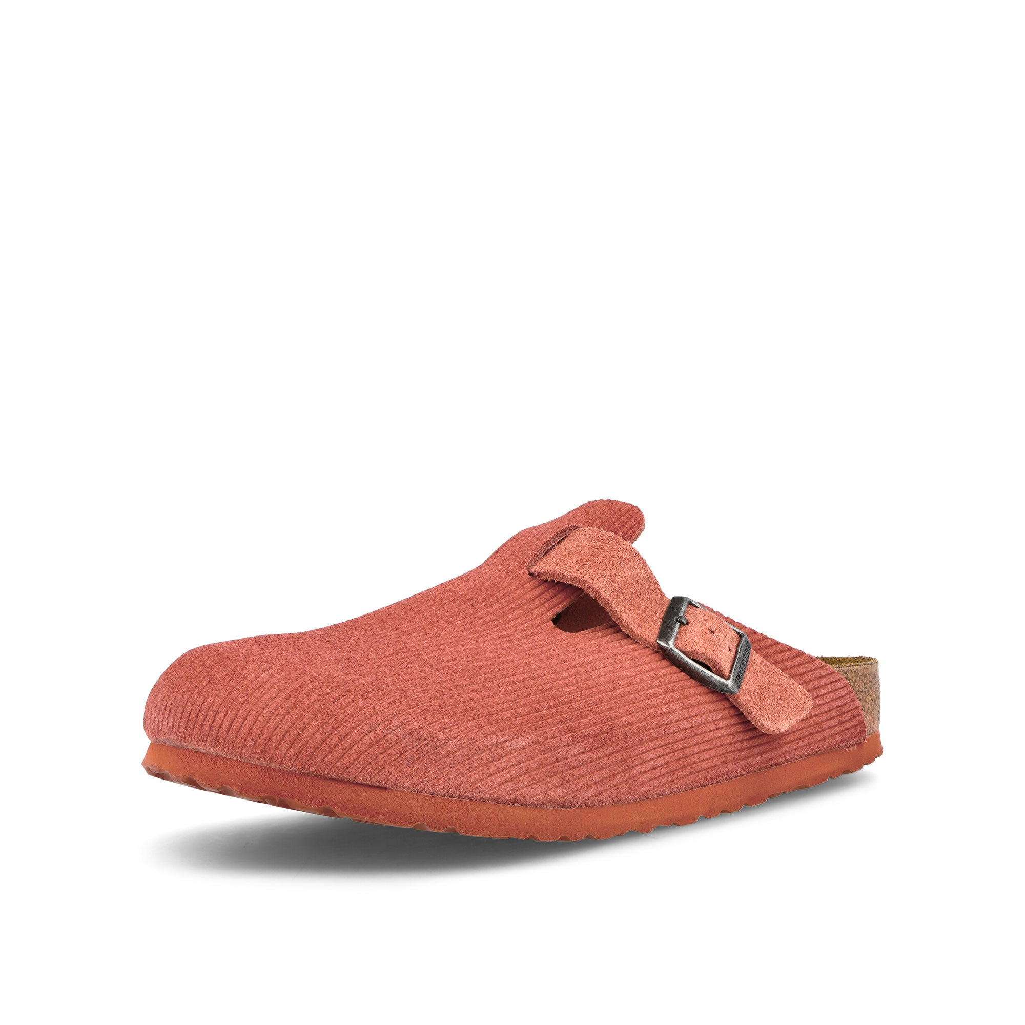 Birkenstock Boston BS Corduroy Sienna Red Slides, Sandals & Slippers Close Up | Overkill