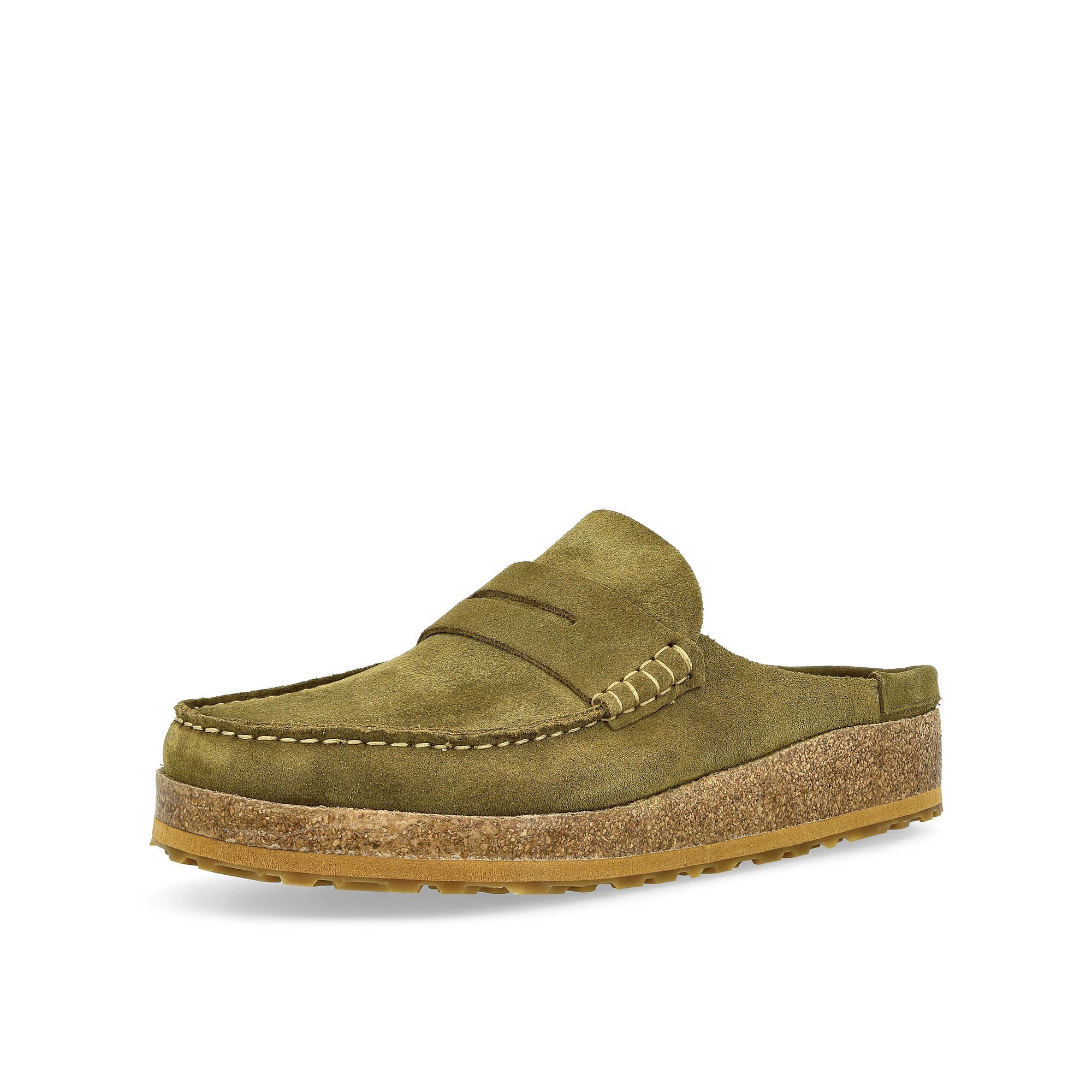 Birkenstock Naples Pine Green Slides, Sandals & Slippers Close Up | Overkill