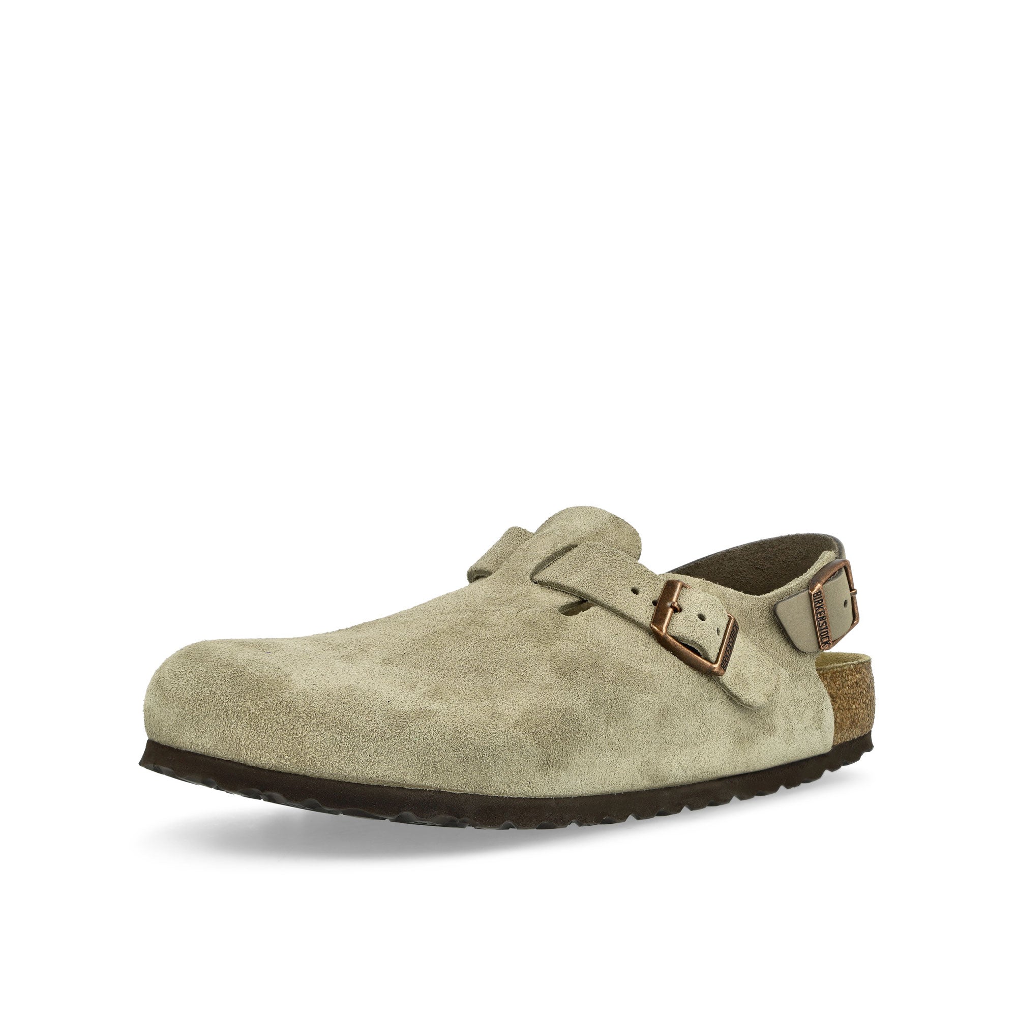 Birkenstock Tokio II Suede Taupe Slides, Sandals & Slippers Close Up | Overkill