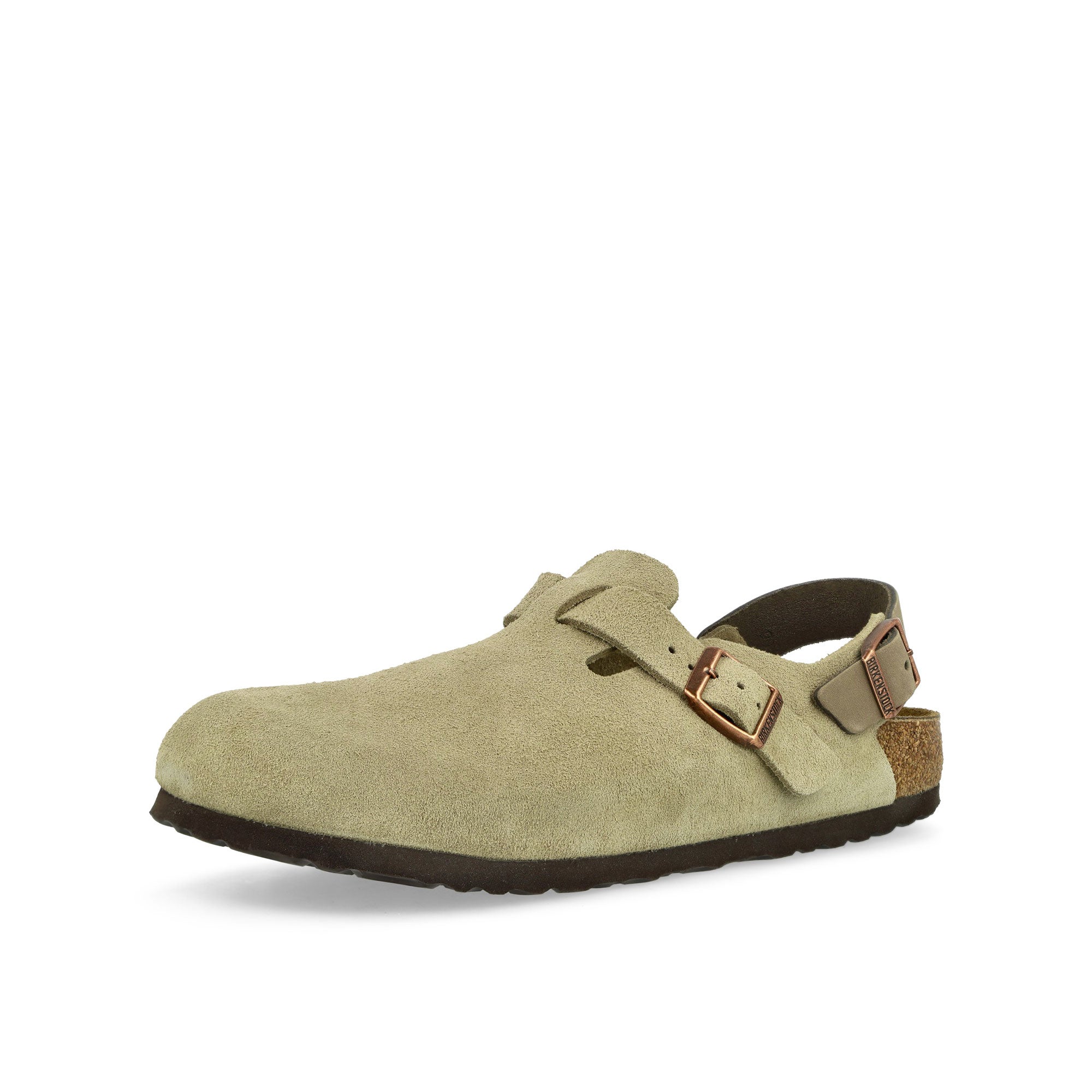 Birkenstock Tokio II Suede Taupe Slides, Sandals & Slippers Close Up | Overkill