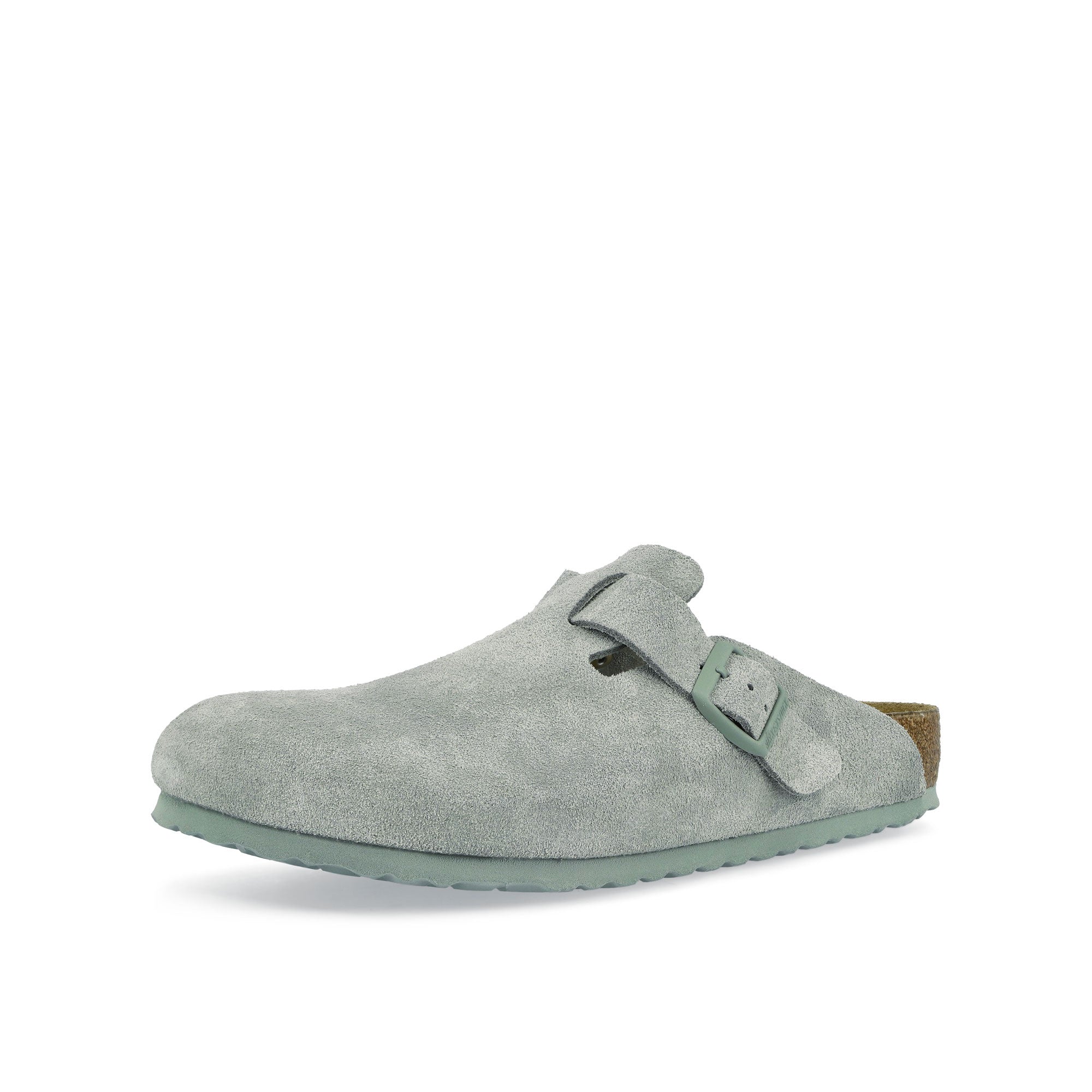 Birkenstock Boston BS Pure Sage Slides, Sandals & Slippers Close Up | Overkill