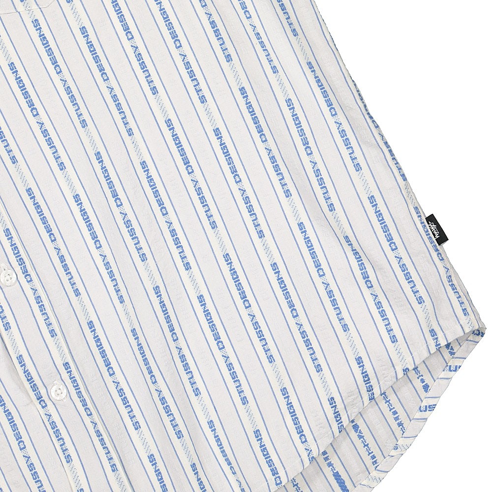Stussy Jacquard Logo Stripe Shirt White Shirts Close-up | Overkill