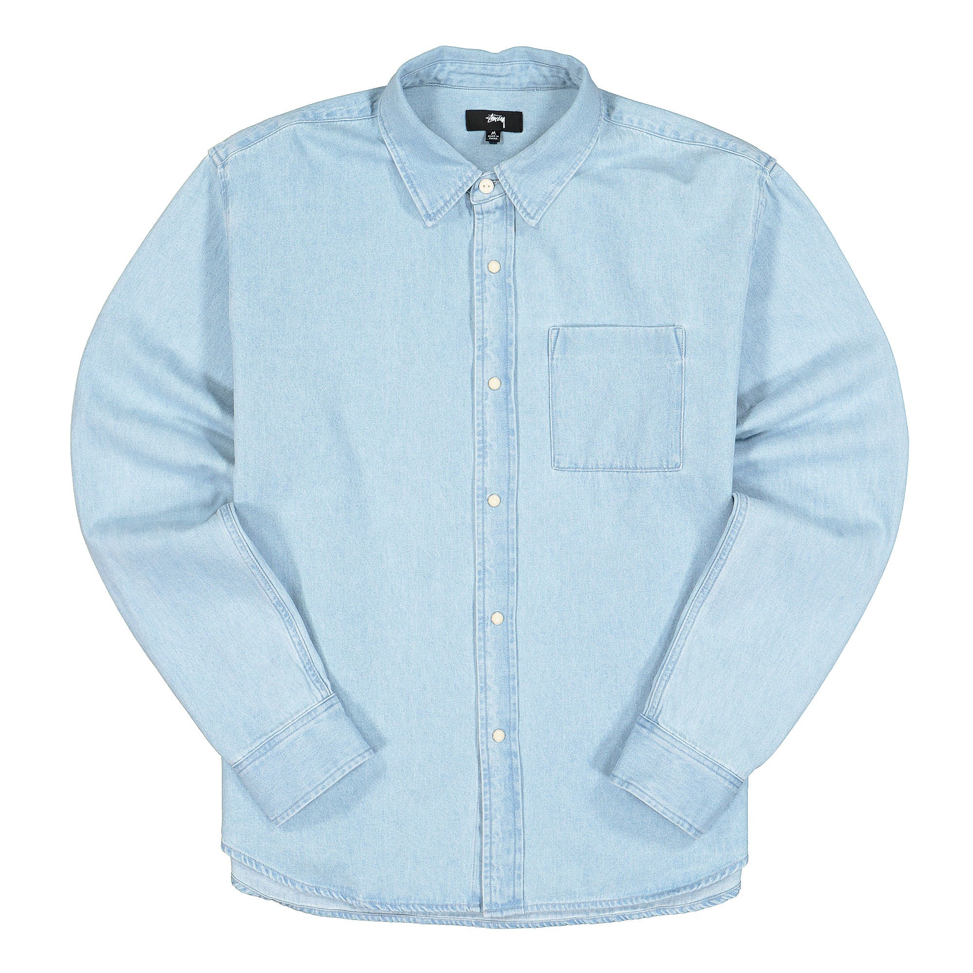 Stussy Flower Embroidered Denim Longsleeve Shirt Light Blue Shirts 1110177 / 2065 | Overkill