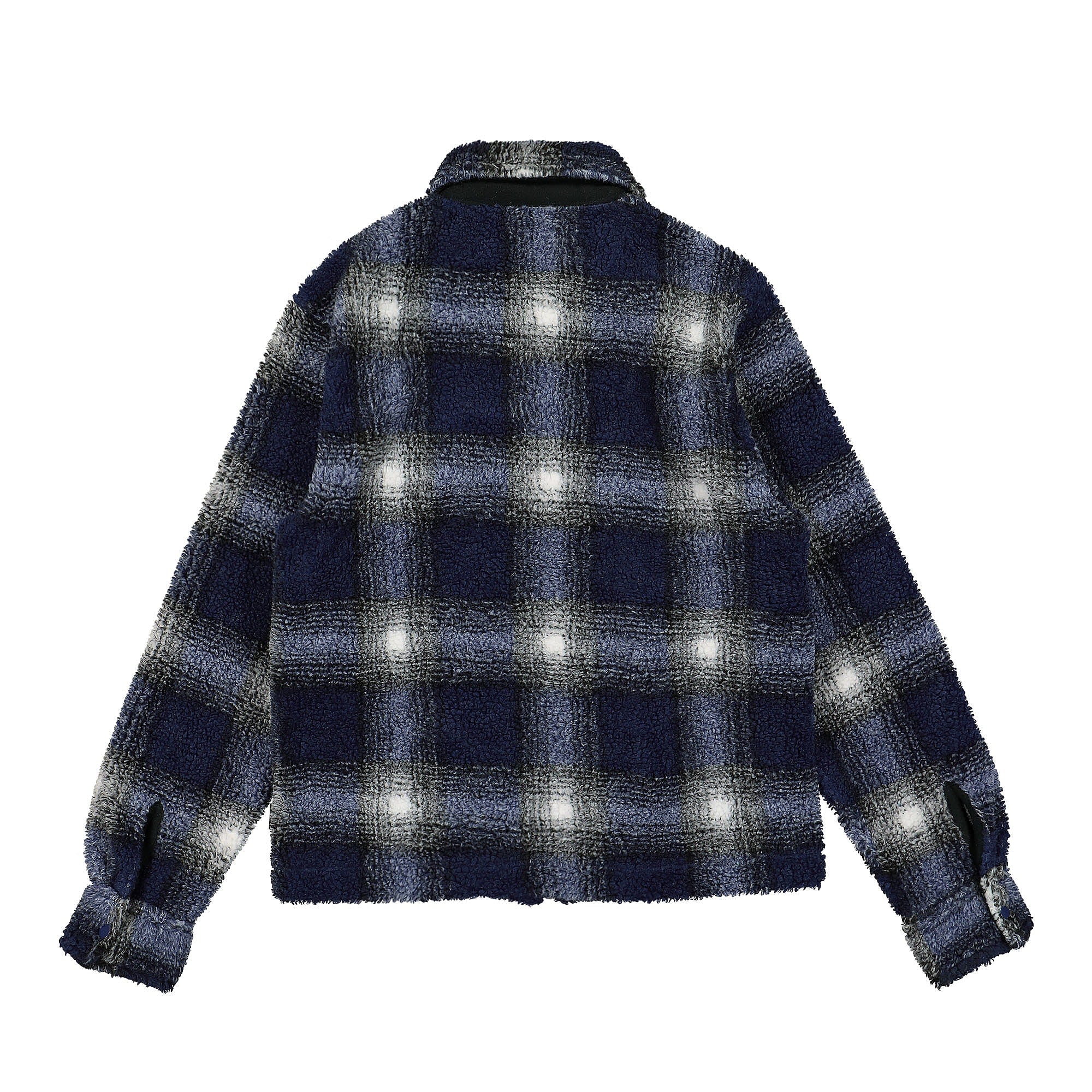 Stussy Shadow Plaid Sherpa Zip Shirt Blue Jackets Material | Overkill