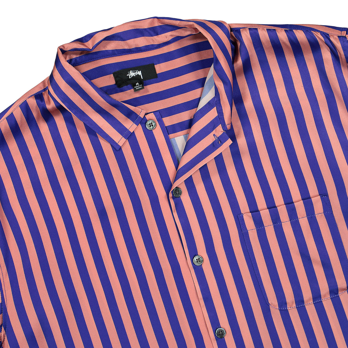 Stussy Striped Silk Shirt Blue Shirts Close-up | Overkill