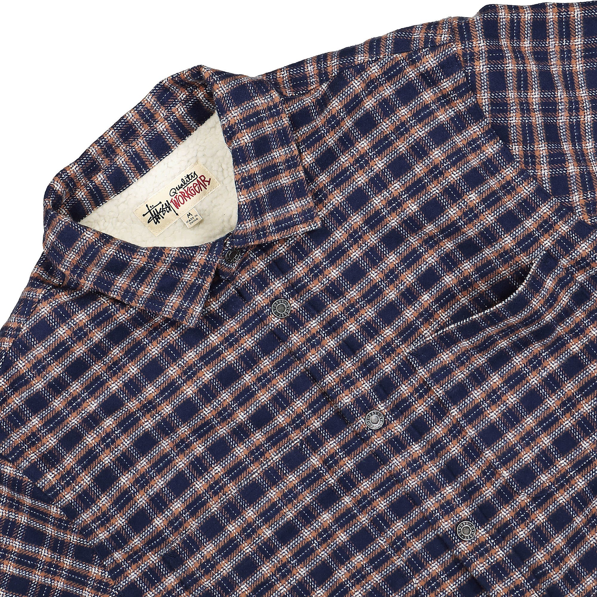 Stussy Sherpa Lined Plaid Shirt Navy Shirts Detailfoto | Overkill