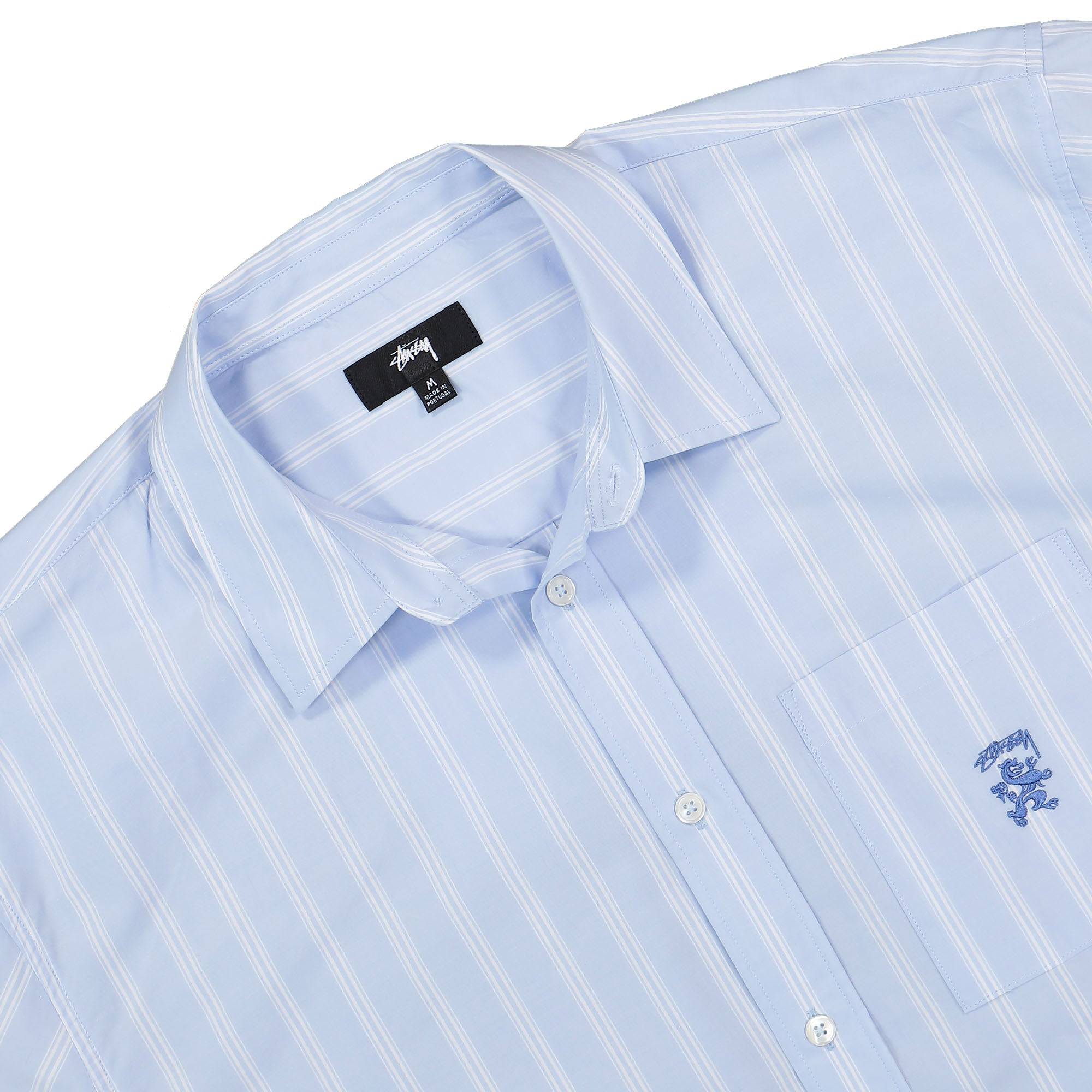 Stussy Boxy Striped SS Shirt Light Blue Stripe T-Shirts Close-up | Overkill