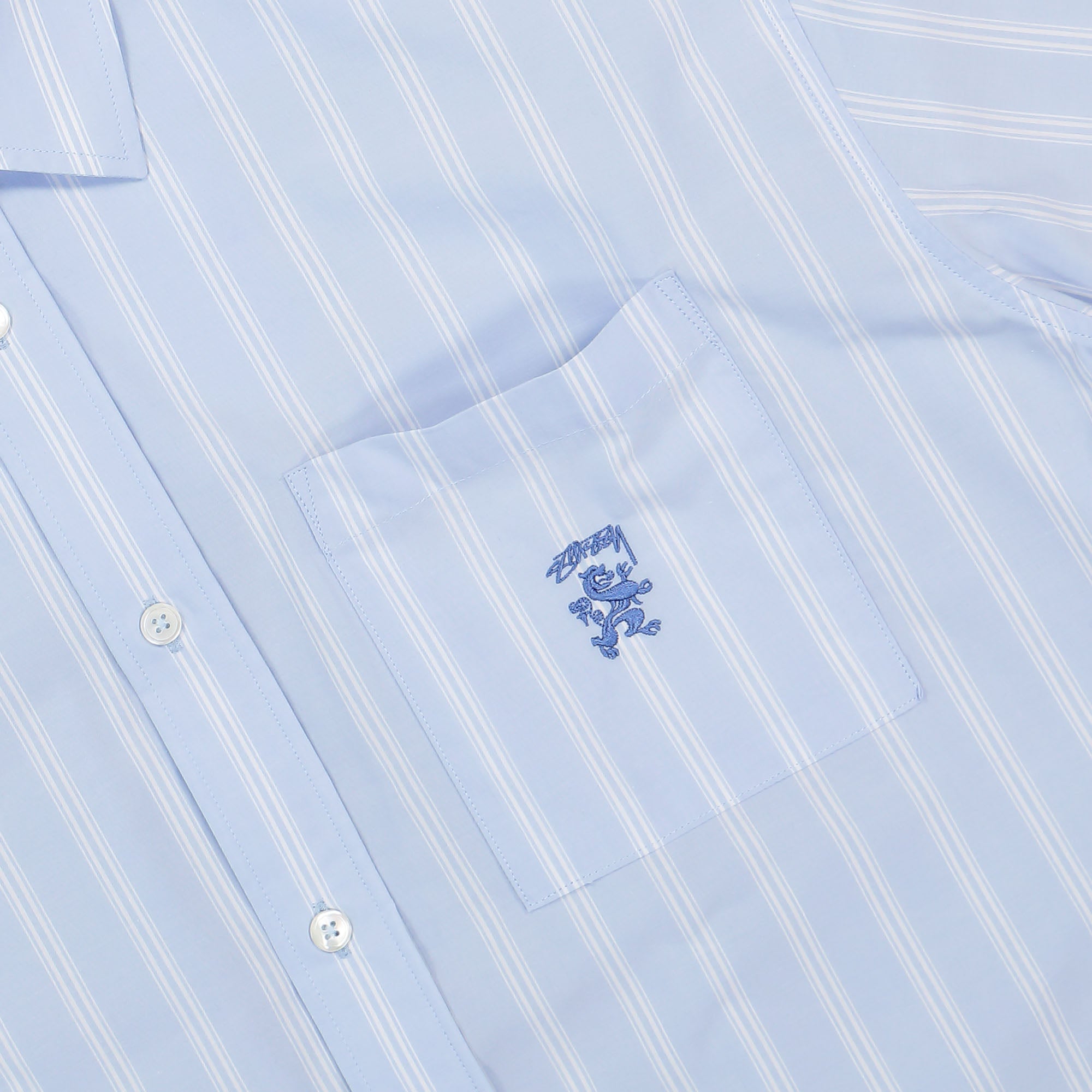 Stussy Boxy Striped SS Shirt Light Blue Stripe T-Shirts Detailfoto | Overkill