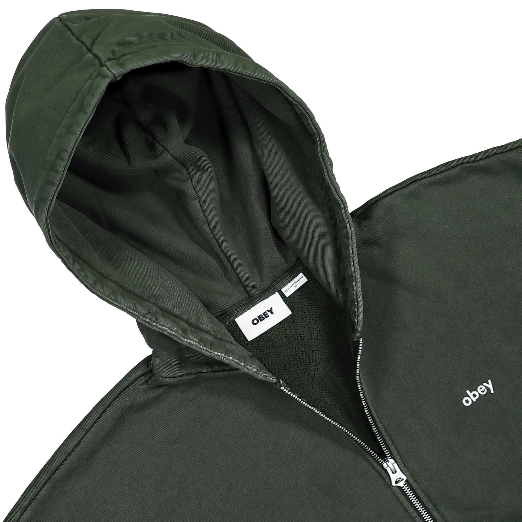 Obey Lowercase Pigment Zip Hoodie Pigment Rosin Hoodies Close-up | Overkill