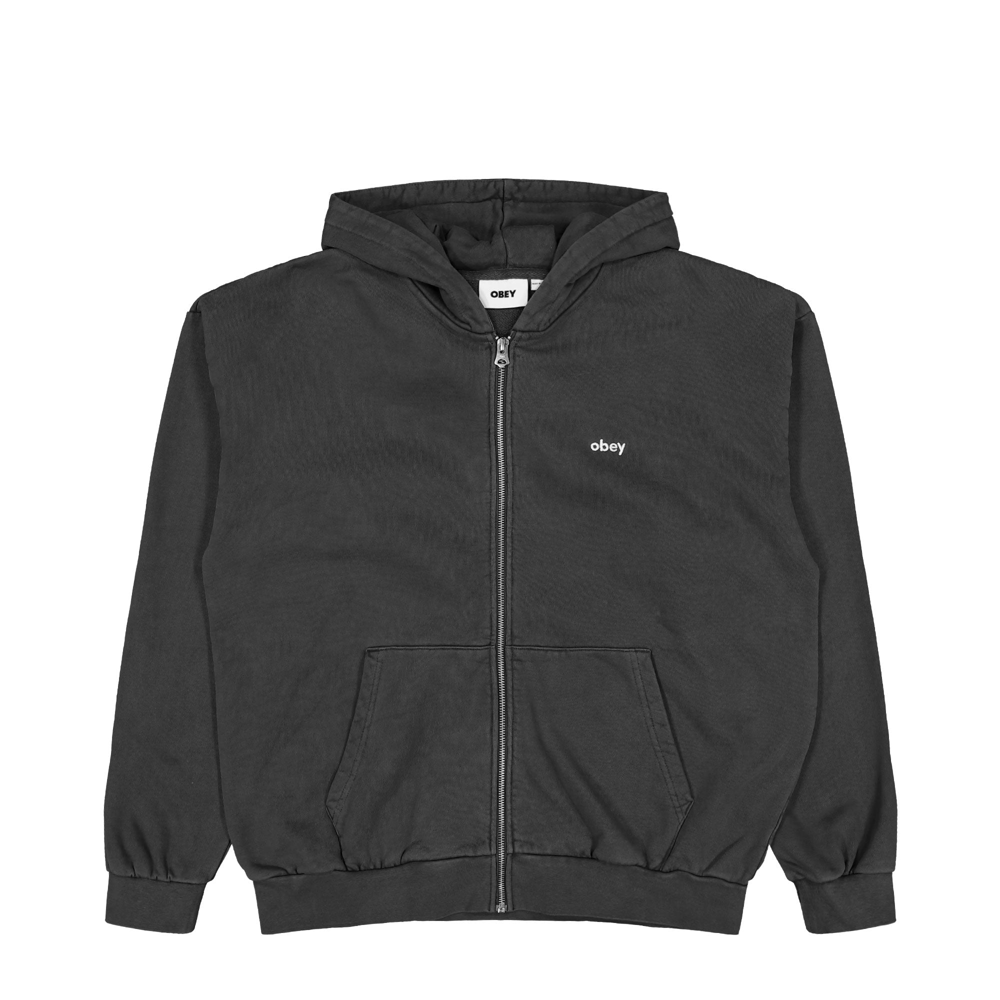 Obey Lowercase Pigment Zip Hood Pigment Pirate Black Hoodies 112460019 | Overkill