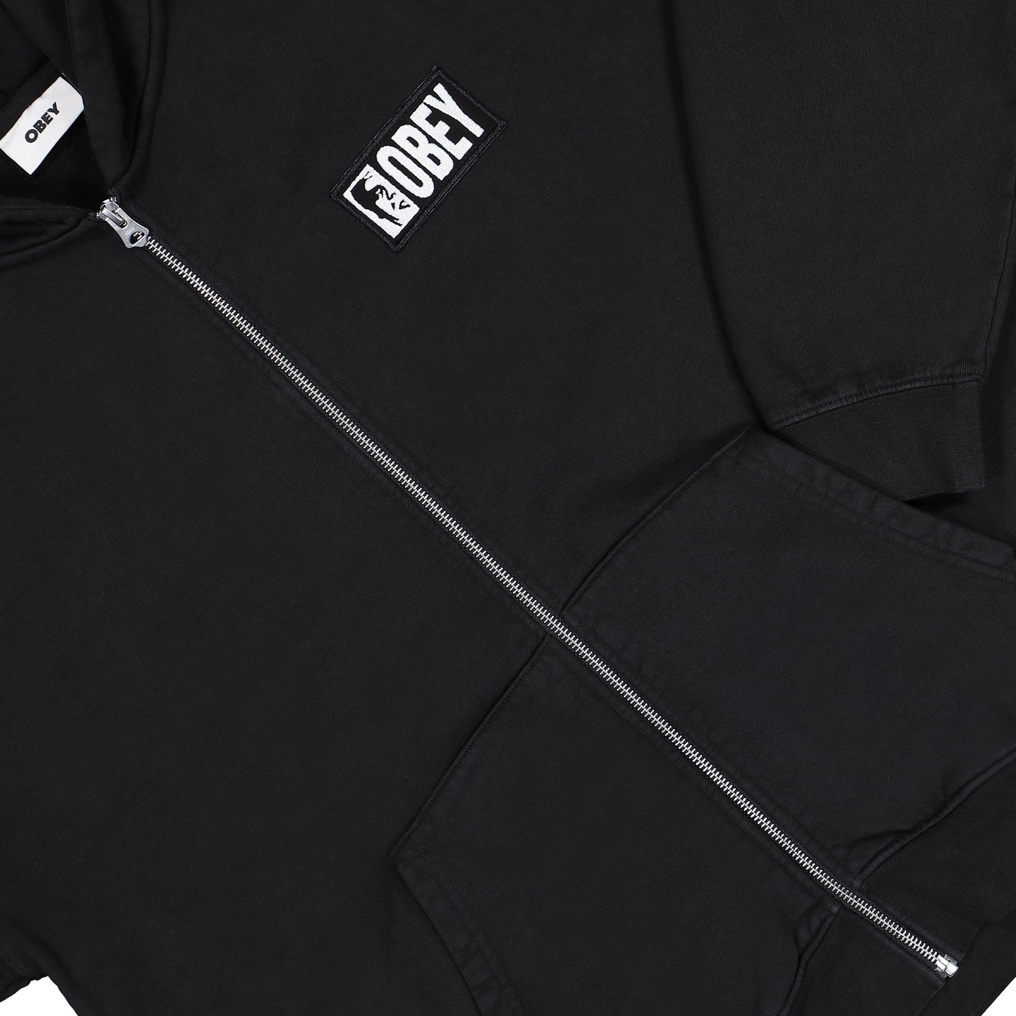 Obey Margin Faded Zip Hood Digital Black Faded Wash Zip Hoodie 112460033 / Digital Black Faded Wash Detail View 1 | Overkill