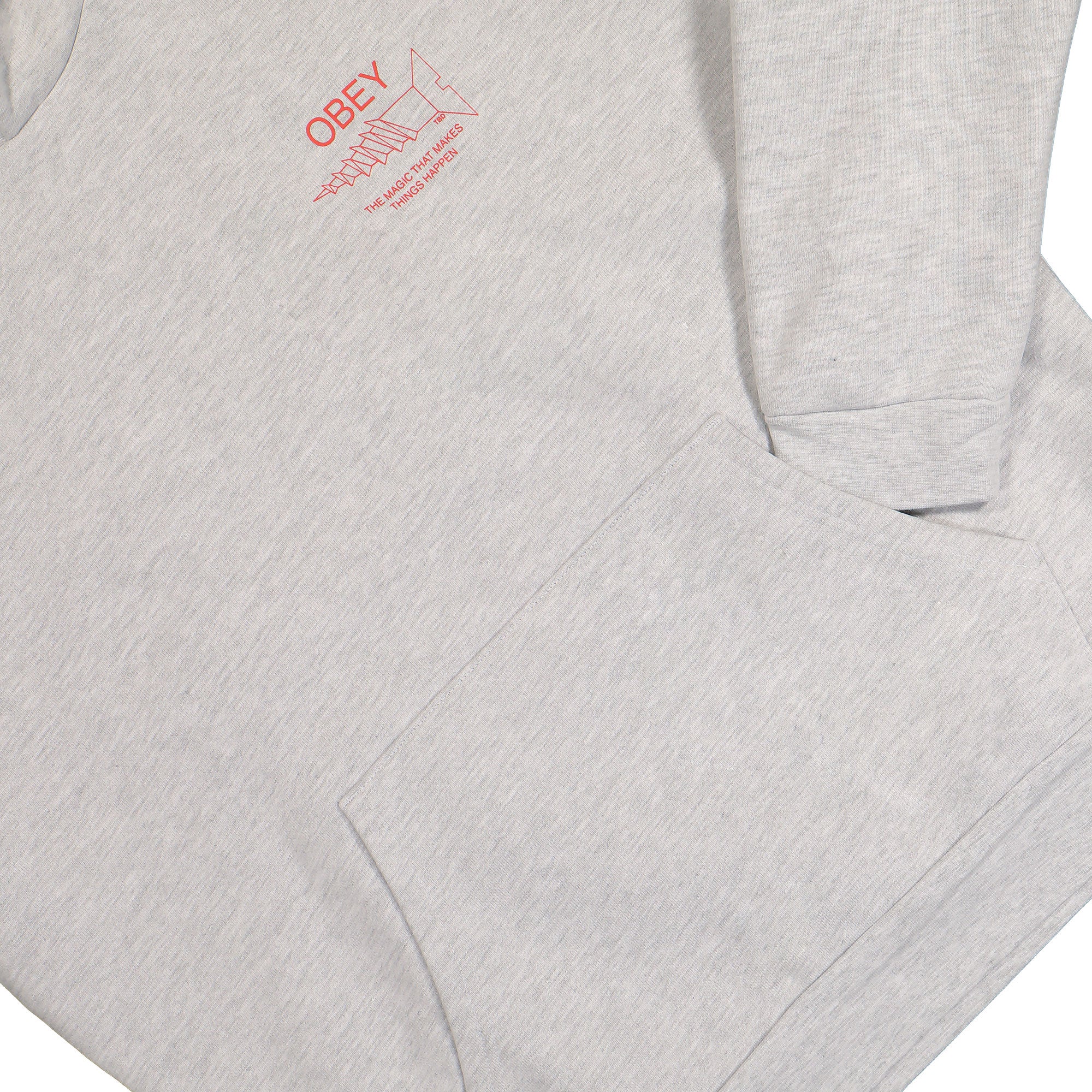 Obey Things Happen Extra Heavy Hoodie Ash Grey Hoodies Detail view 2 | Overkill