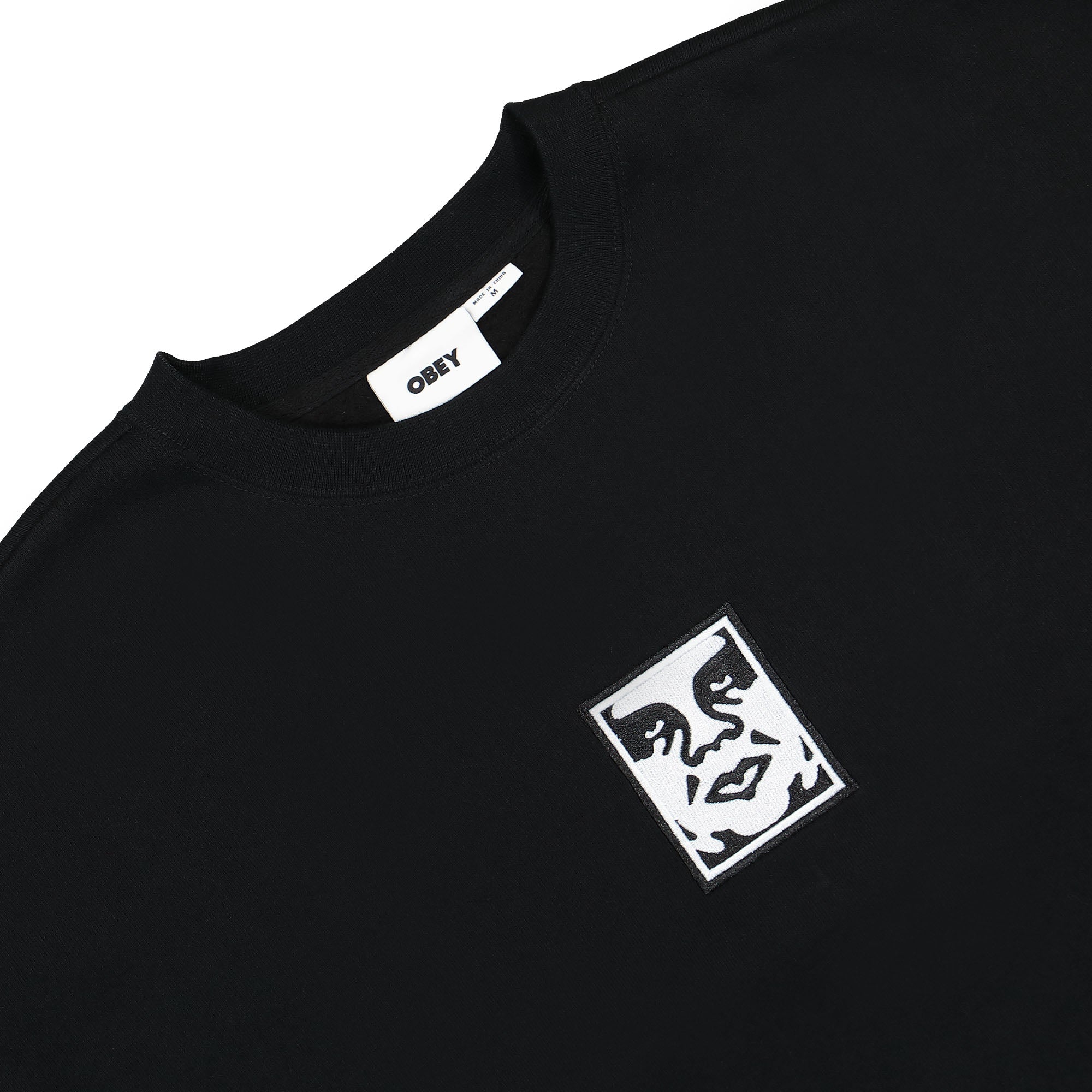 Obey Icon Extra Heavy Crew II Black Sweatshirts Close-up | Overkill