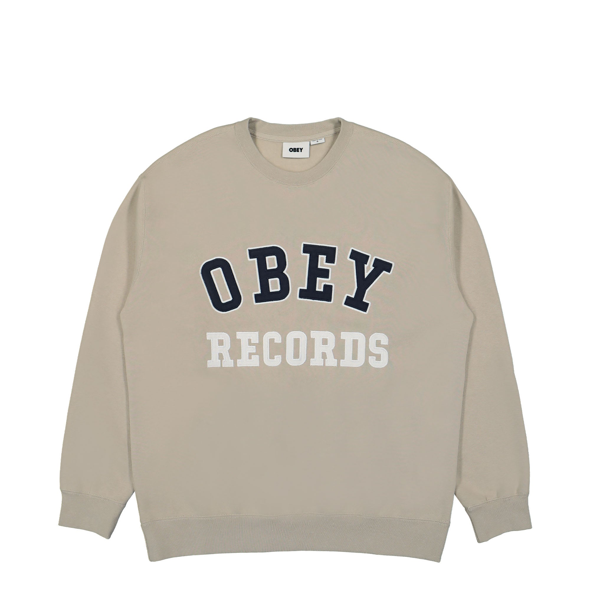 Obey Records Crew Silver Grey Sweatshirts 112480141 / Silver Grey | Overkill