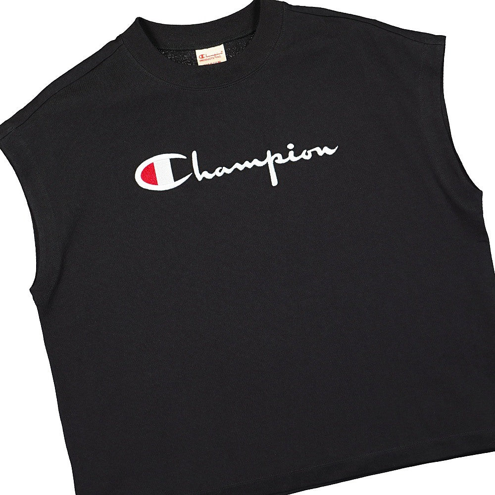 Champion Crewneck Sleeveless T-Shirt Black T-Shirts Close-up | Overkill