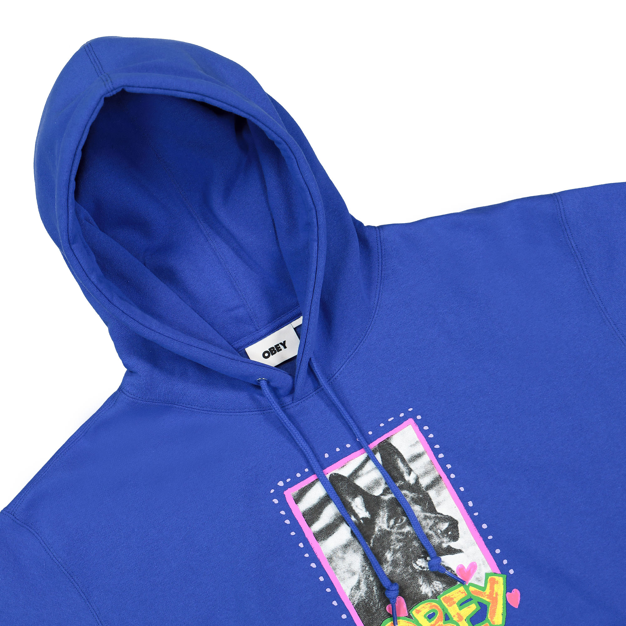 Obey Peace Dog Hoodie Surf Blue Hoodies Close-up | Overkill