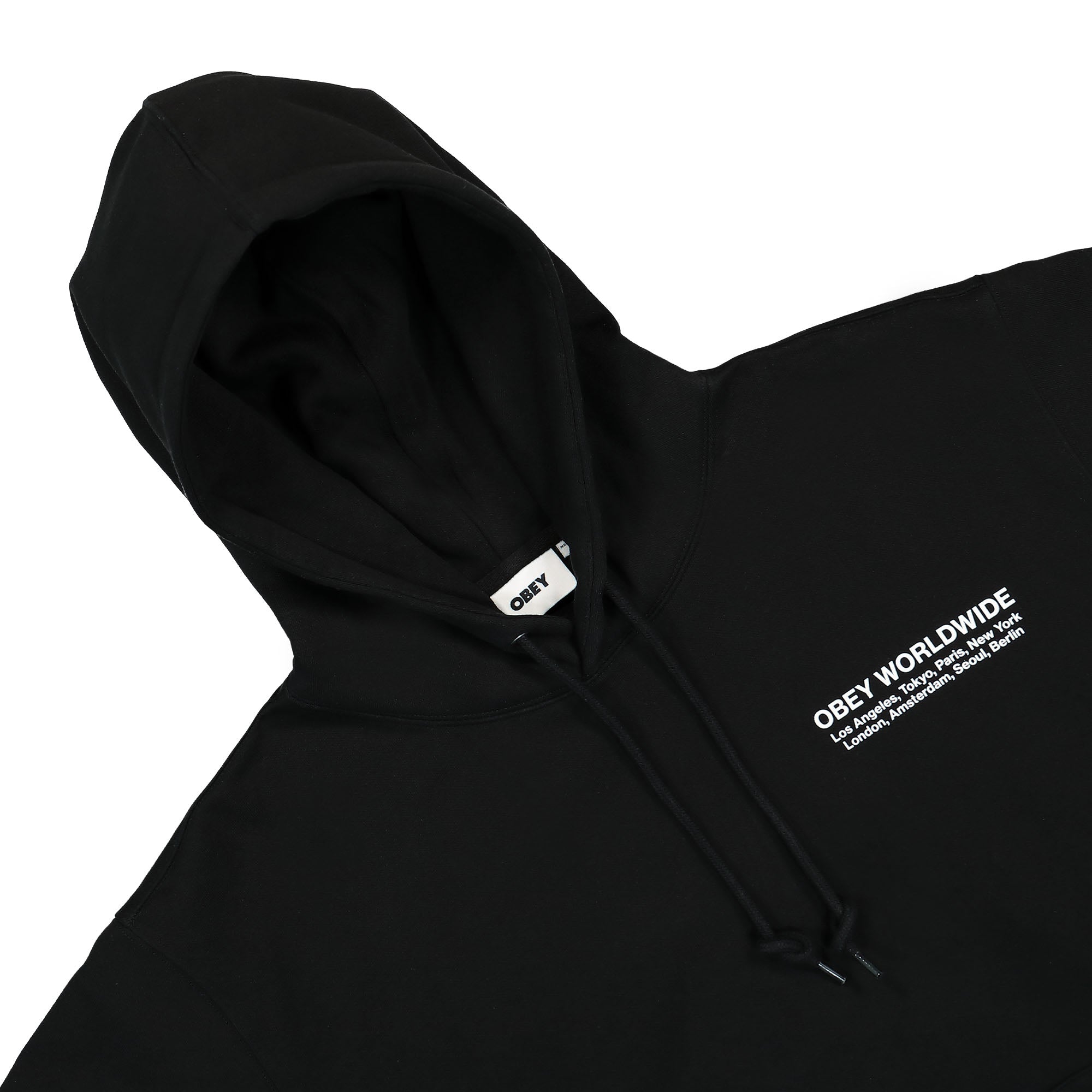 Obey Worldwide Cities Hoodie Black Hoodies Material | Overkill