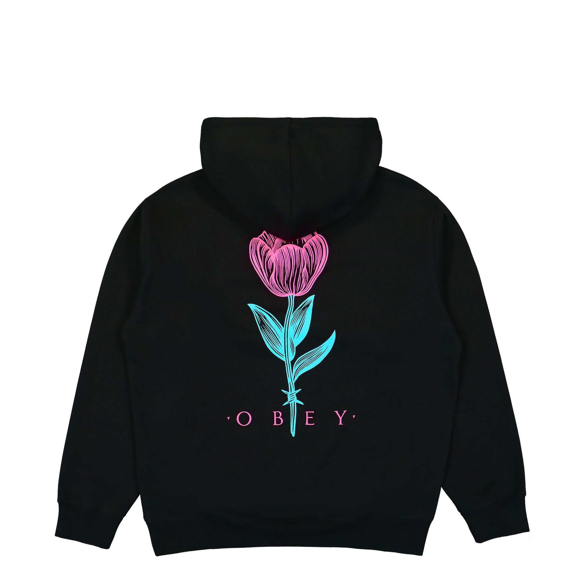 Obey Barbwire Flower Hood Black Hoodies Close-up | Overkill
