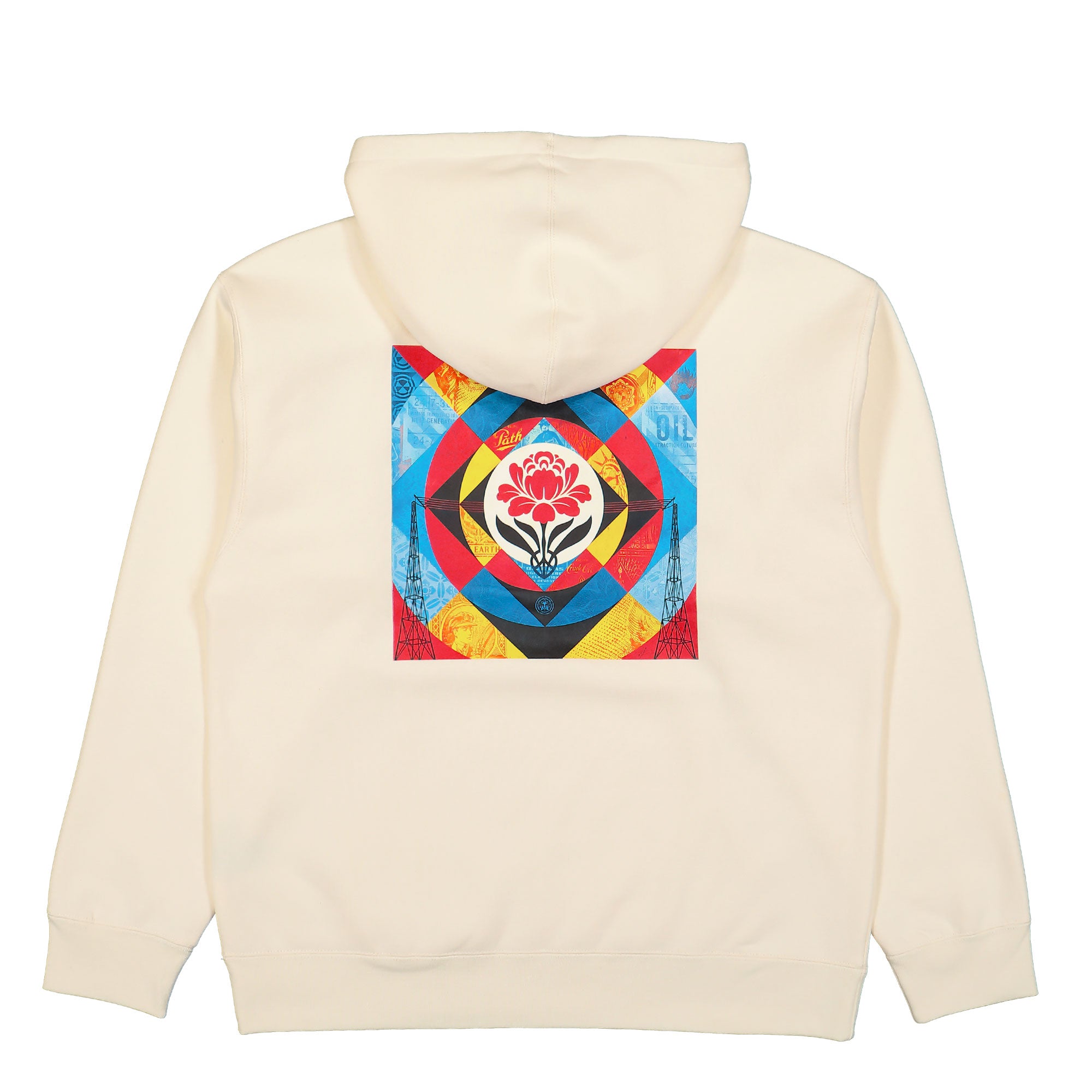 Obey Geometric Power Canvas Hoodie Unbleached Hoodies Close-up | Overkill