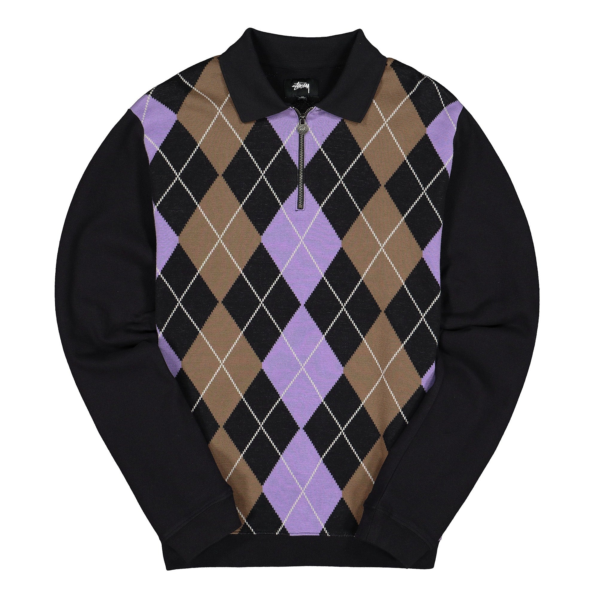 Stussy Argyle Zip Longsleeve Polo Black Longsleeves 1140159 / 0001 | Overkill