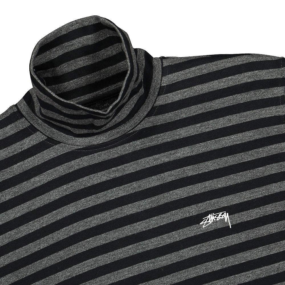 Stussy Classic Stripe Longsleeve Turtleneck Black Longsleeves Close-up | Overkill