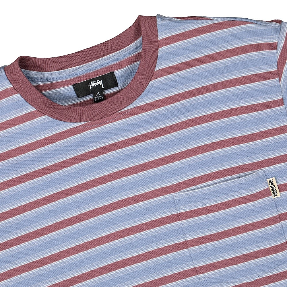 Stussy Griffin Stripe Crew Steel T-Shirts Close-up | Overkill