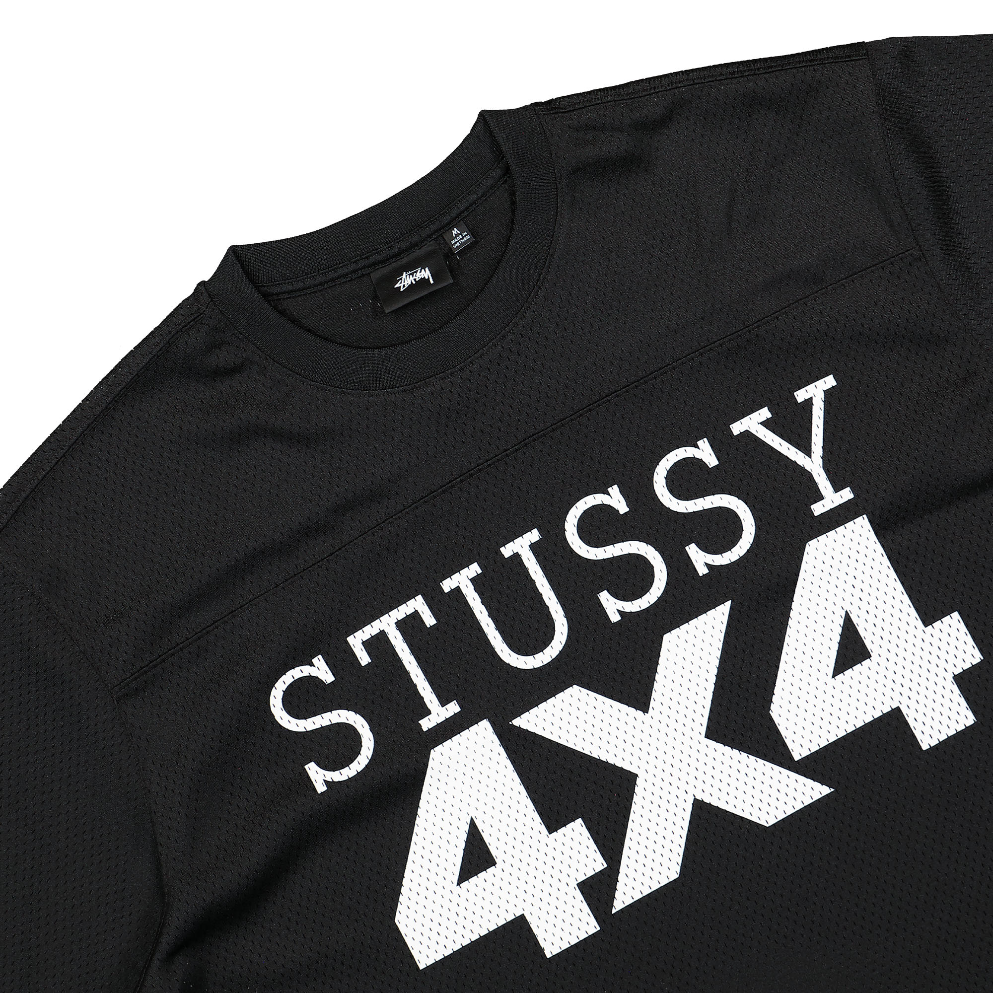 Stussy 4X4 Mesh Football Jersey Black T-Shirts Close-up | Overkill