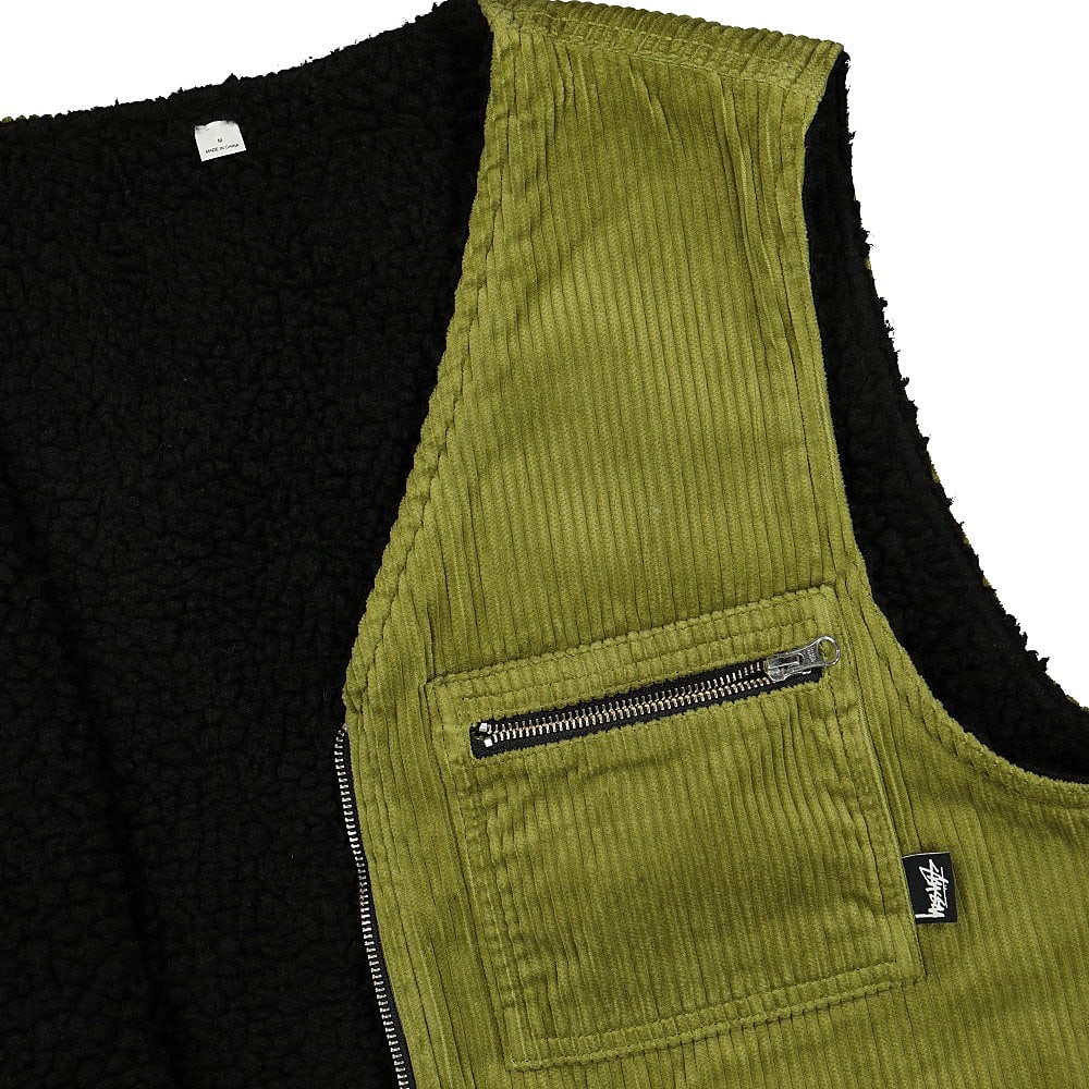Stussy Wide Wale Reversible Vest Green Vests Close-up | Overkill