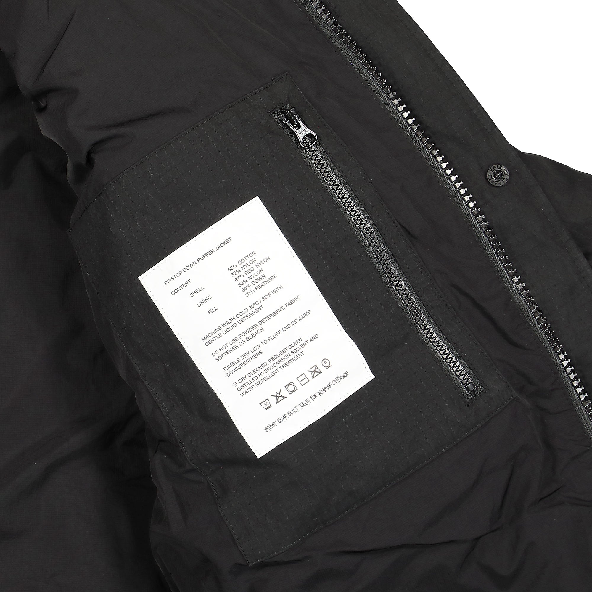 Stussy Ripstop Down Puffer Jacket Black Puffer Jackets Detail view 1 | Overkill