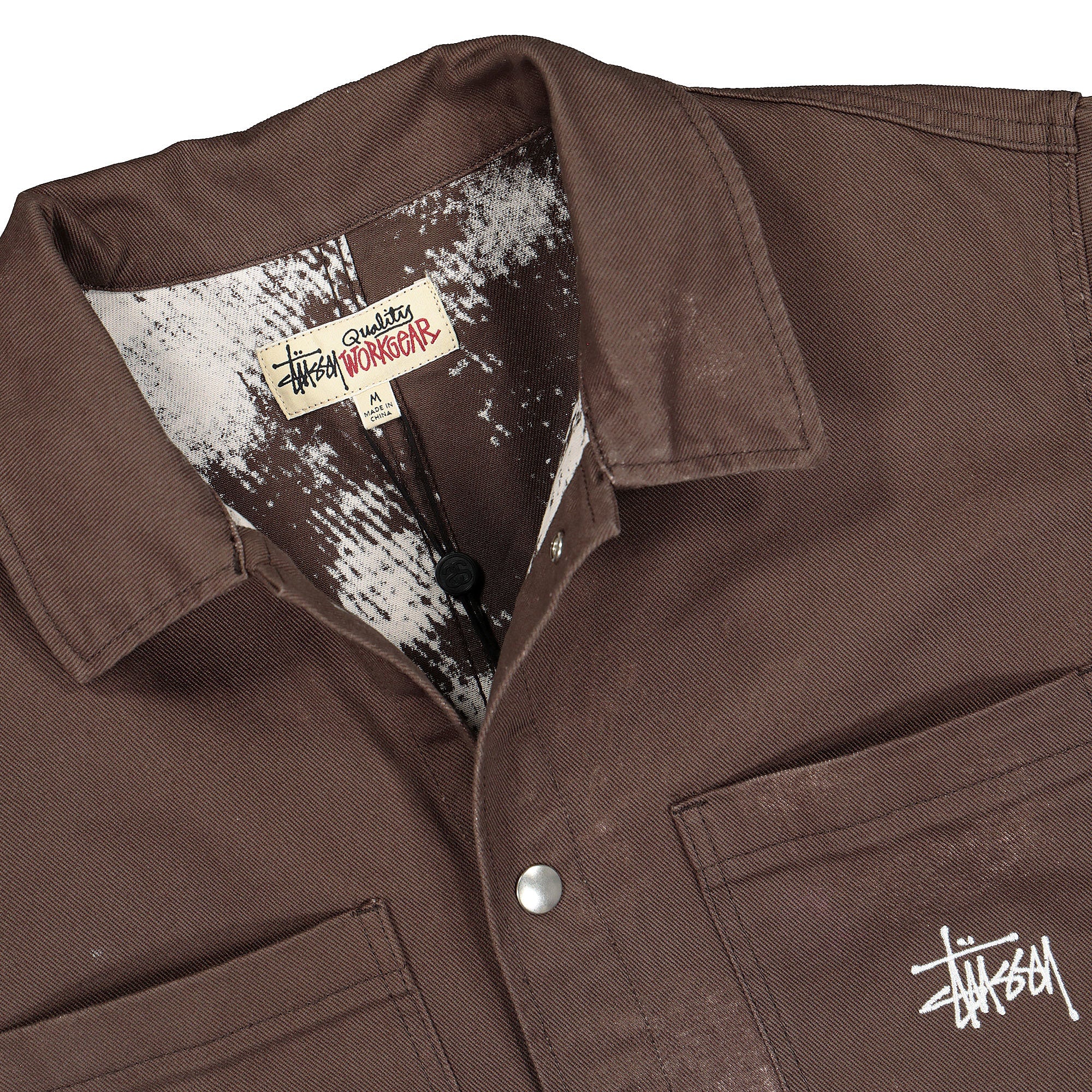 Stussy Spotted Bleach Chore Jacket Brown Jackets Close-up | Overkill