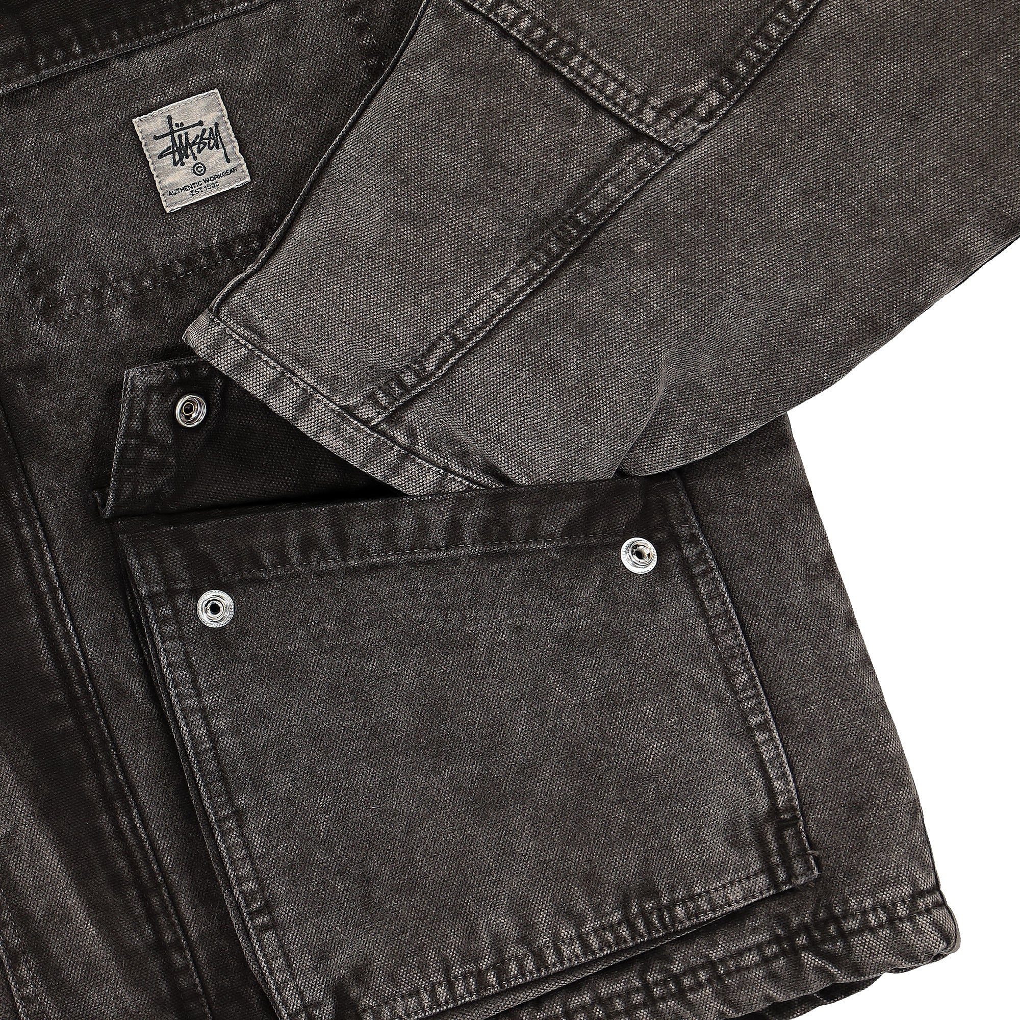Stussy Washed Canvas Shop Jacket Black Jackets Detailfoto | Overkill