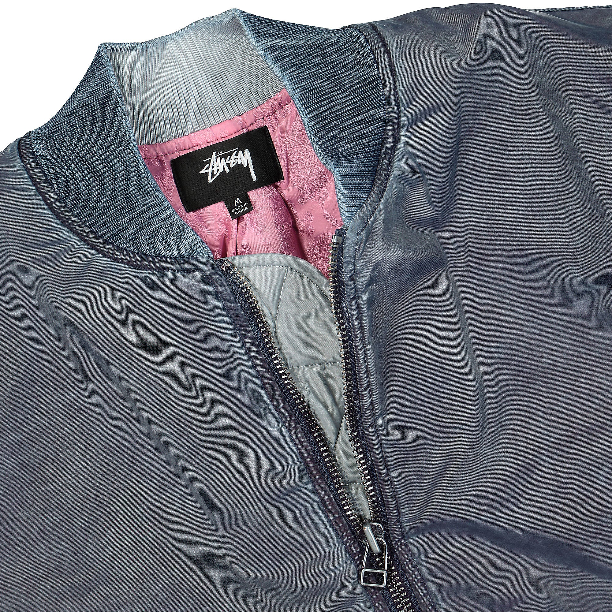 Stussy Dyed Nylon Bomber Jacket Navy Bomber & Varsity Jackets Close-up | Overkill