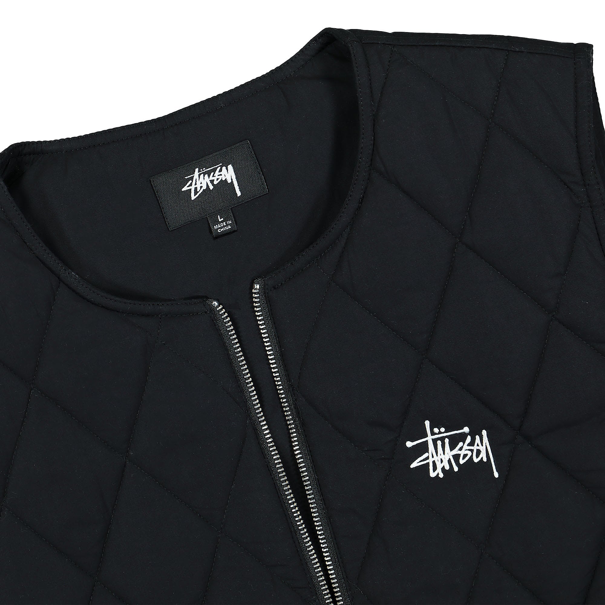 Stussy Diamond Quilted Vest Black Vests Close-up | Overkill