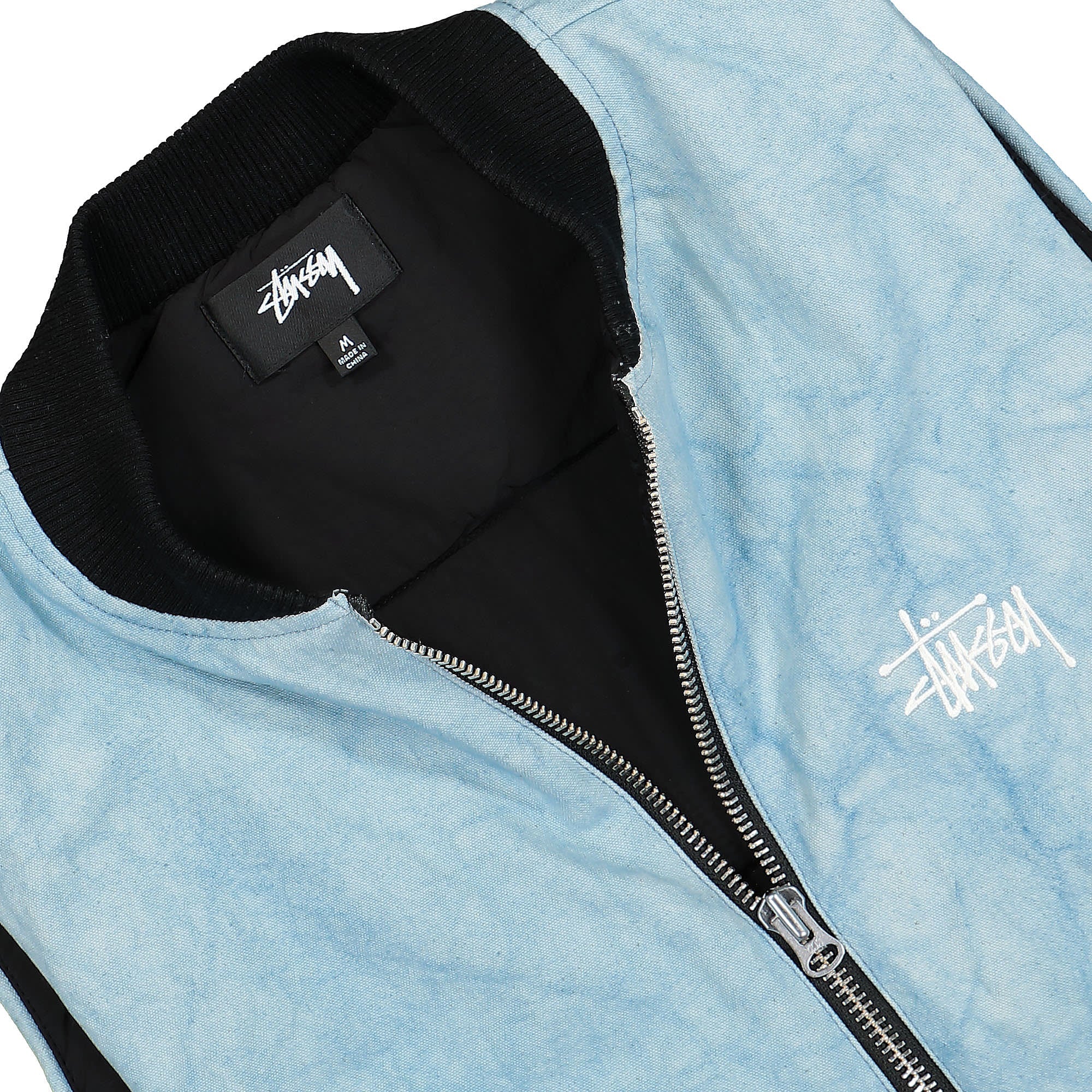 Stussy Washed Canvas Primaloft Vest Light Blue Vests Close-up | Overkill