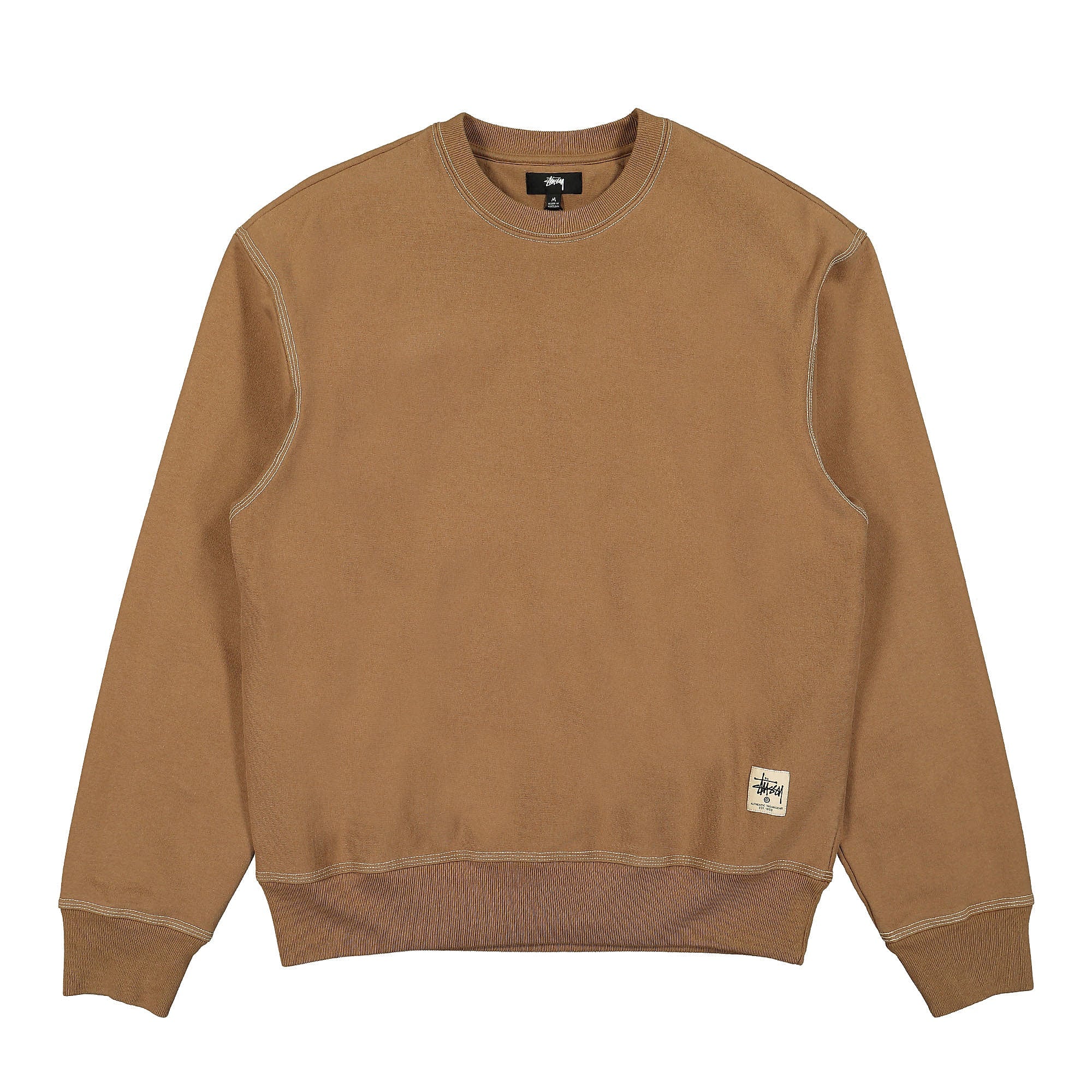 Stussy Contrast Stitch Label Crew Brown Sweatshirts 118458 / 1001 | Overkill