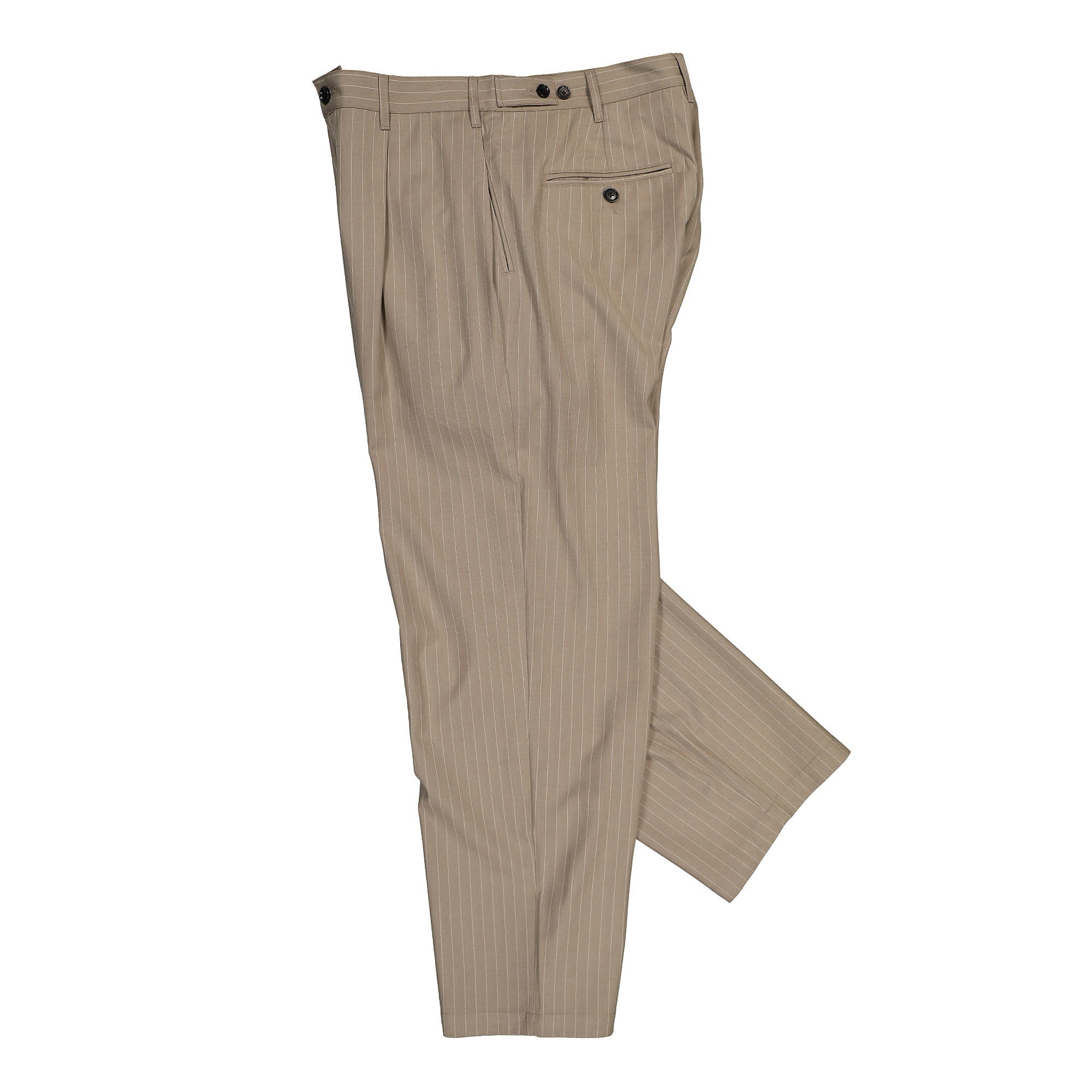 Stussy Striped Volume Pleated Trouser Light Brown Casual Pants Close-up | Overkill