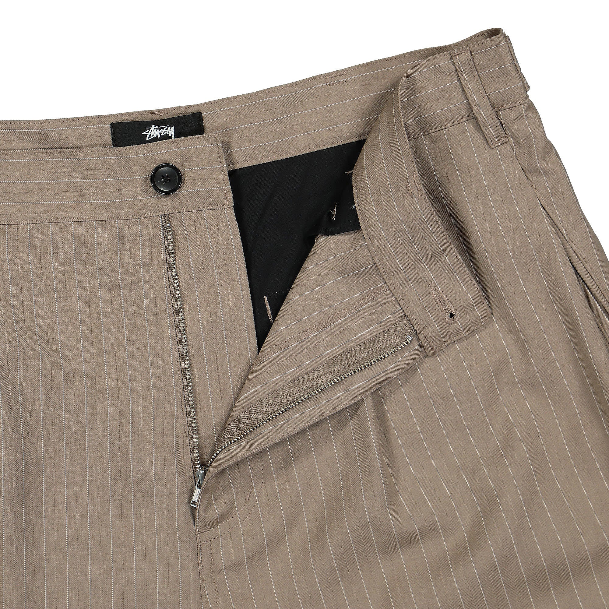 Stussy Striped Volume Pleated Trouser Light Brown Casual Pants Detailfoto | Overkill