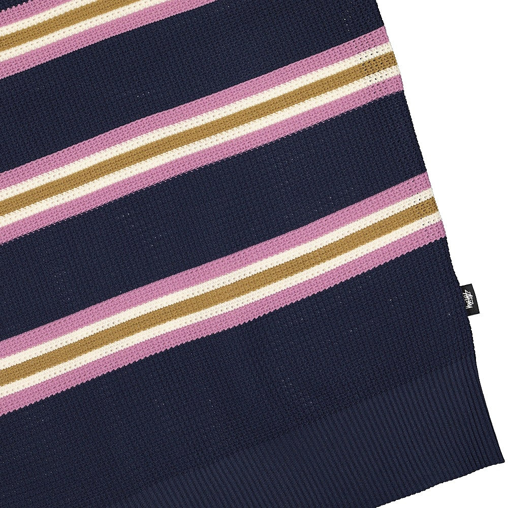 Stussy Montego Stripe S/SL Polo Navy T-Shirts Close-up | Overkill